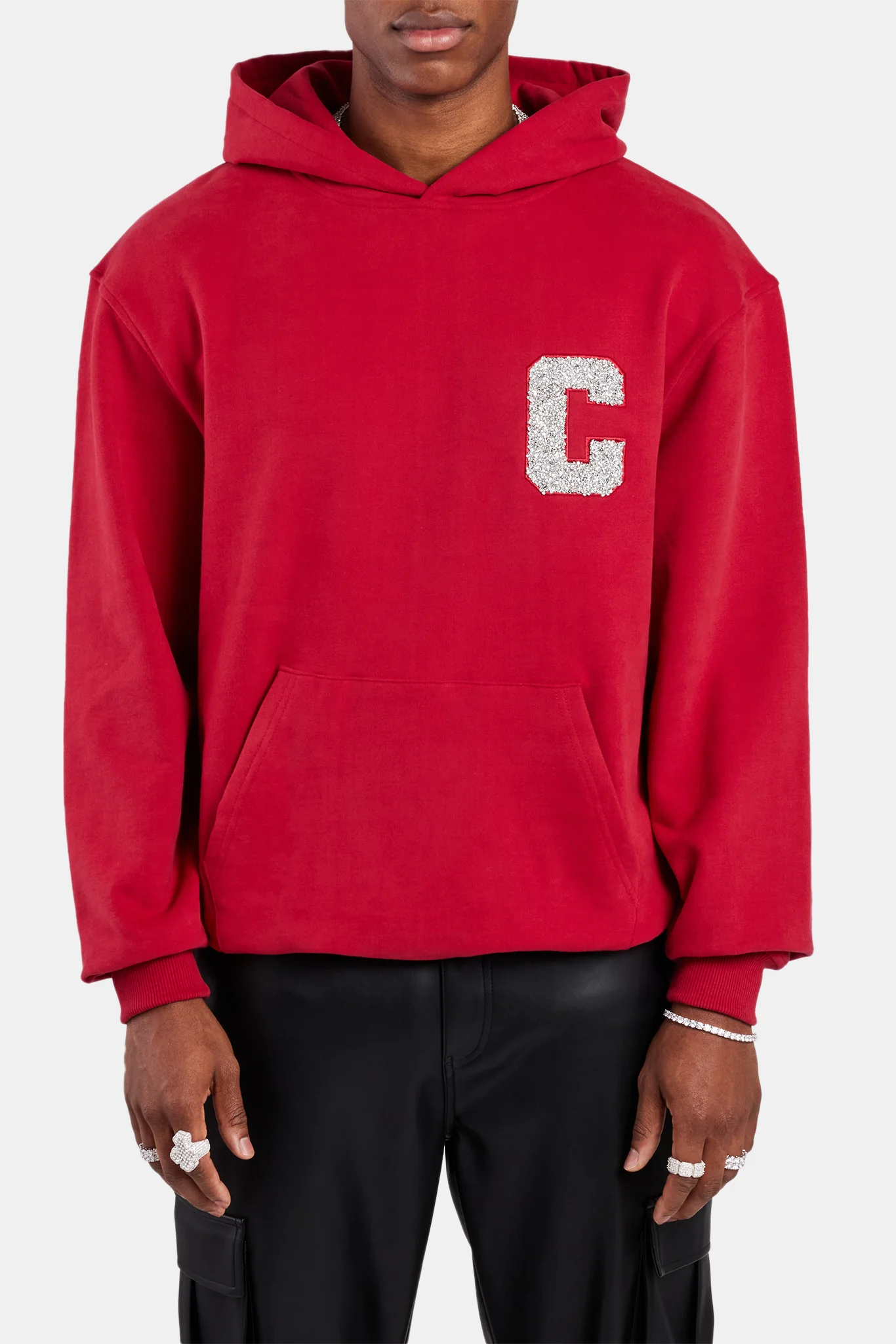 Cernucci Pearl Embellished Hoodie - Red - Image 3