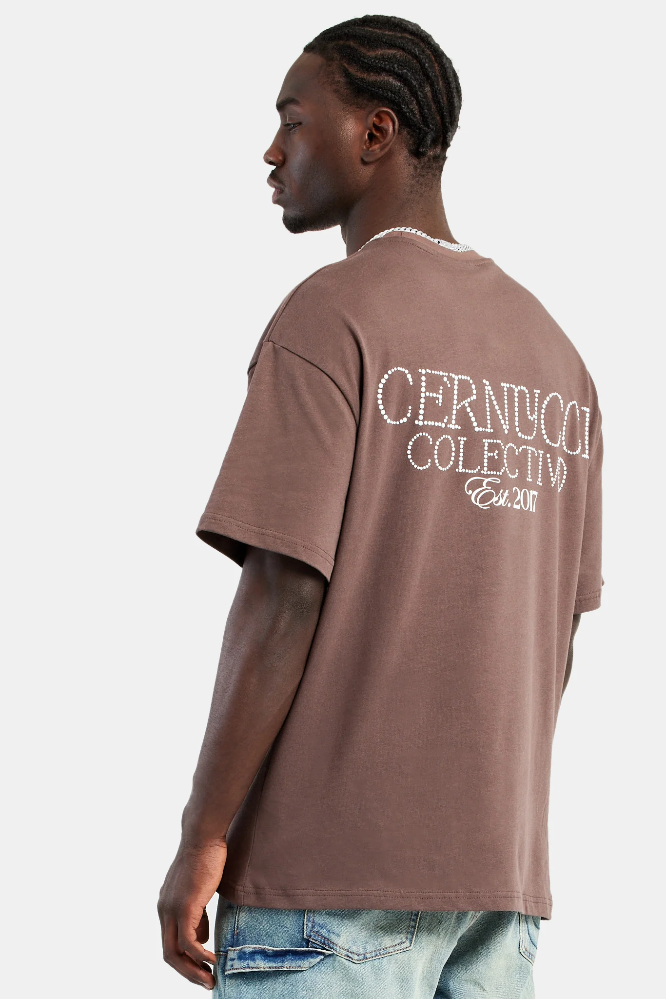 Cernucci Pearl Oversized T-Shirt - Chocolate - Image 4