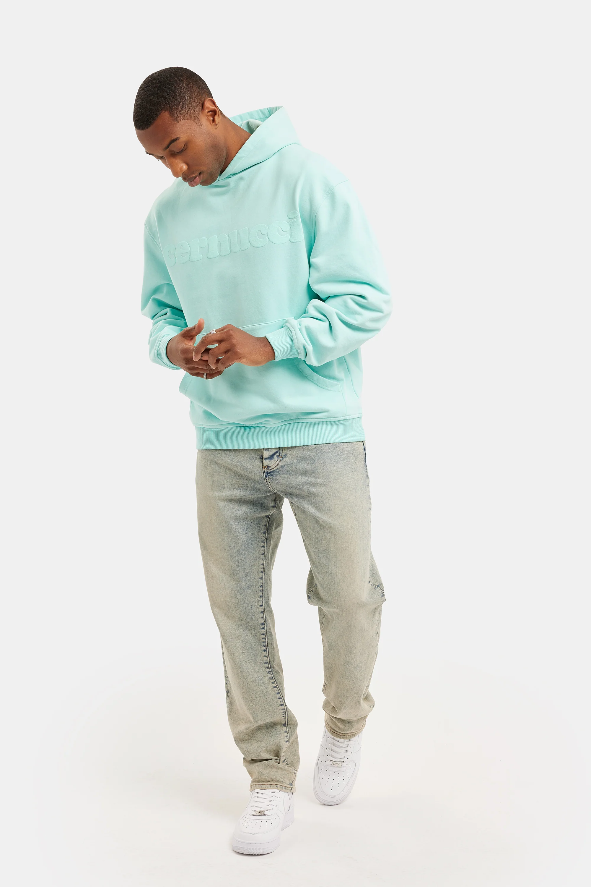 Cernucci Puff Print Hoodie - Aqua - Image 2