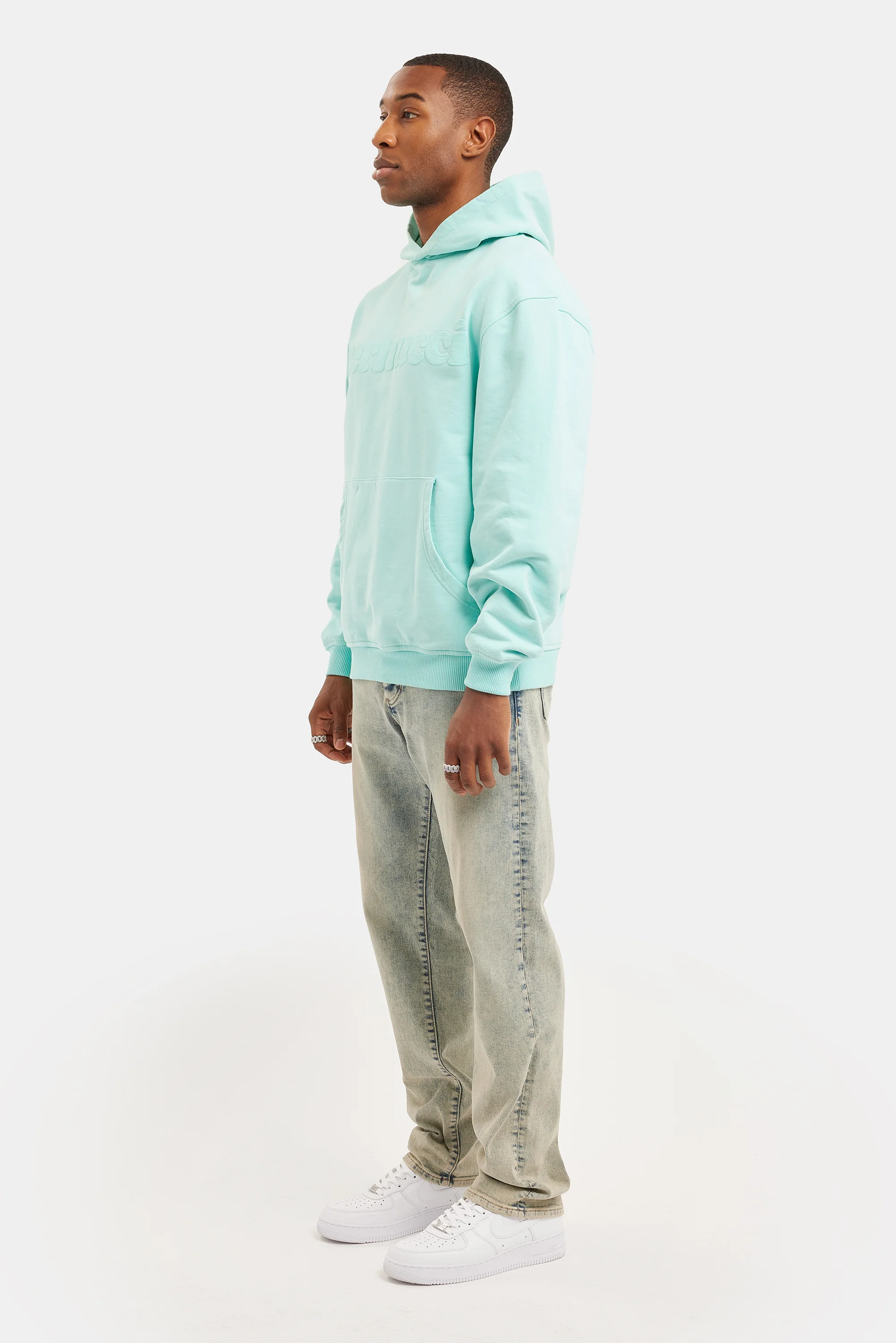 Cernucci Puff Print Hoodie - Aqua - Image 4