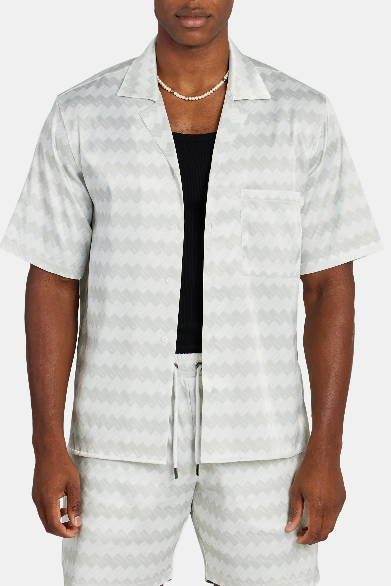 Cernucci Repeat Printed Satin Shirt - Ecru - Image 2