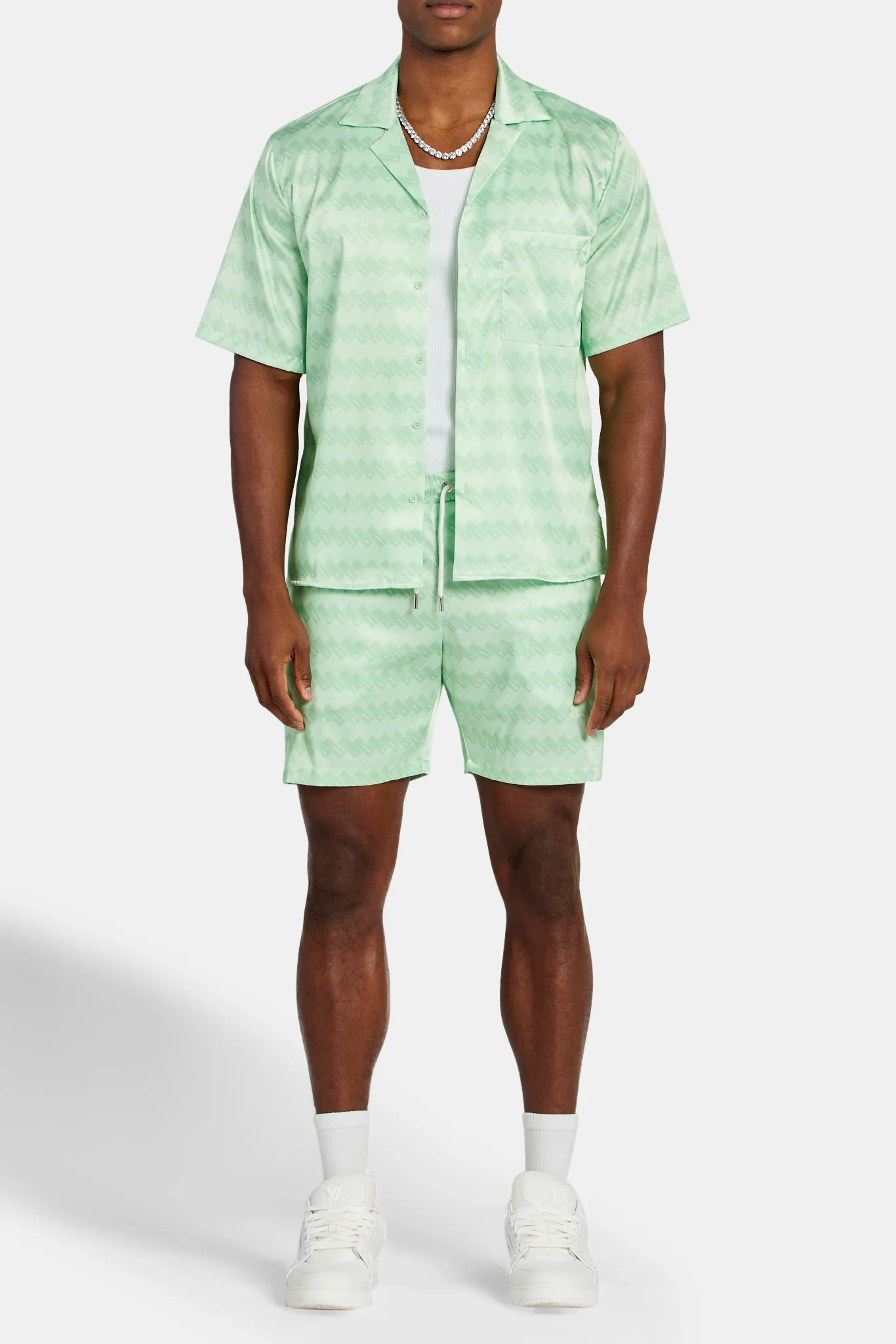 Cernucci Repeat Printed Satin Short - Lime - Image 4