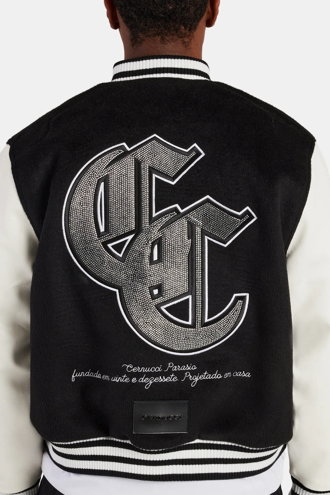 Cernucci Rhinestone Varsity Bomber - Black - Image 3