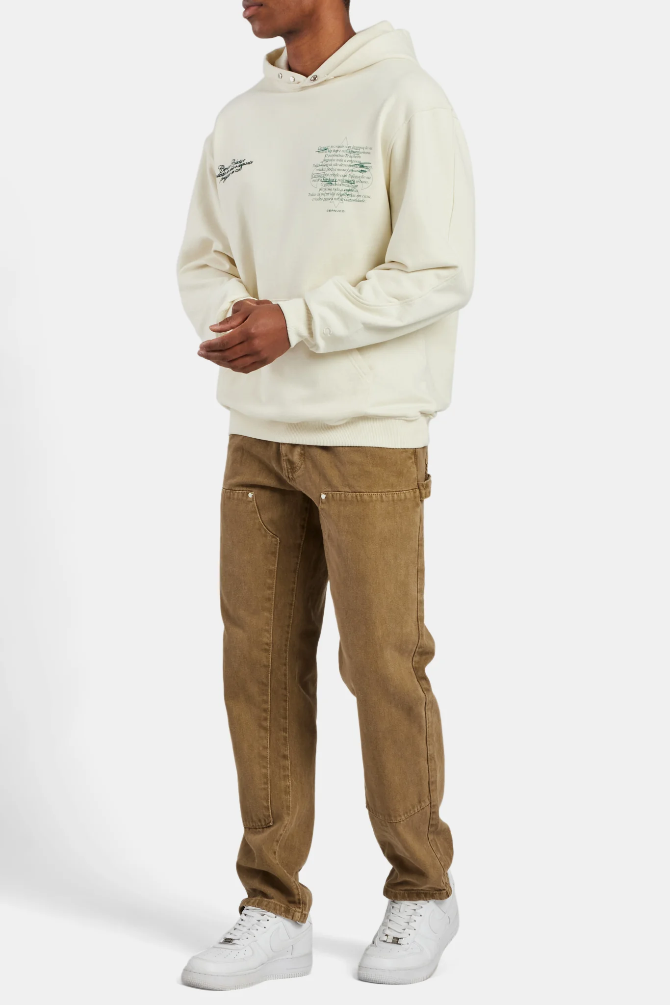 Cernucci Text Graphic Hoodie - Ecru - Image 3