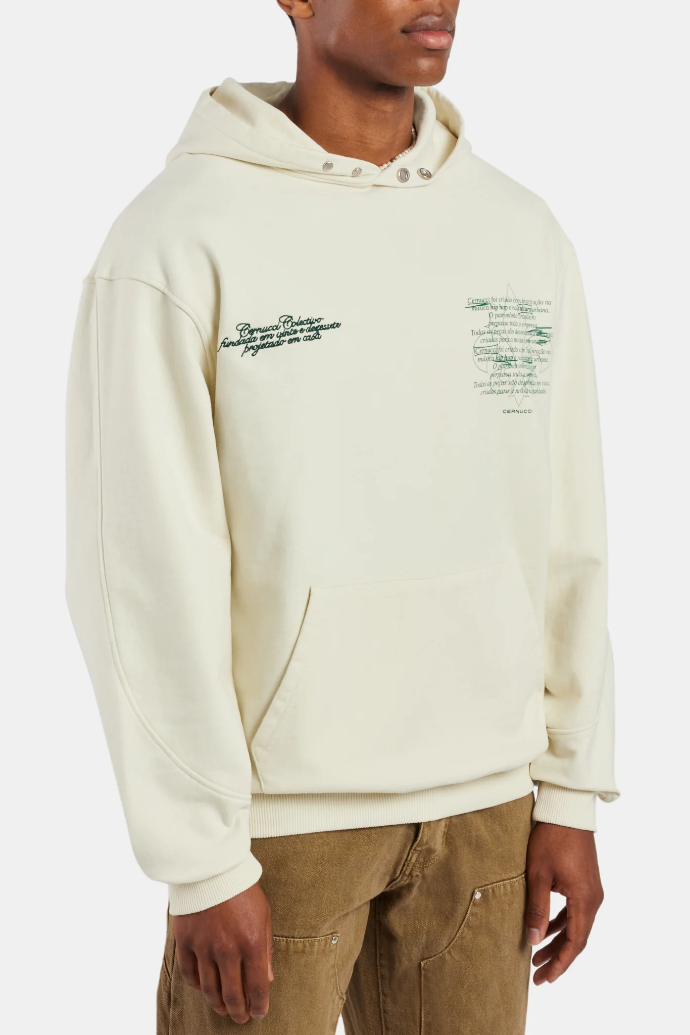 Cernucci Text Graphic Hoodie - Ecru - Image 4