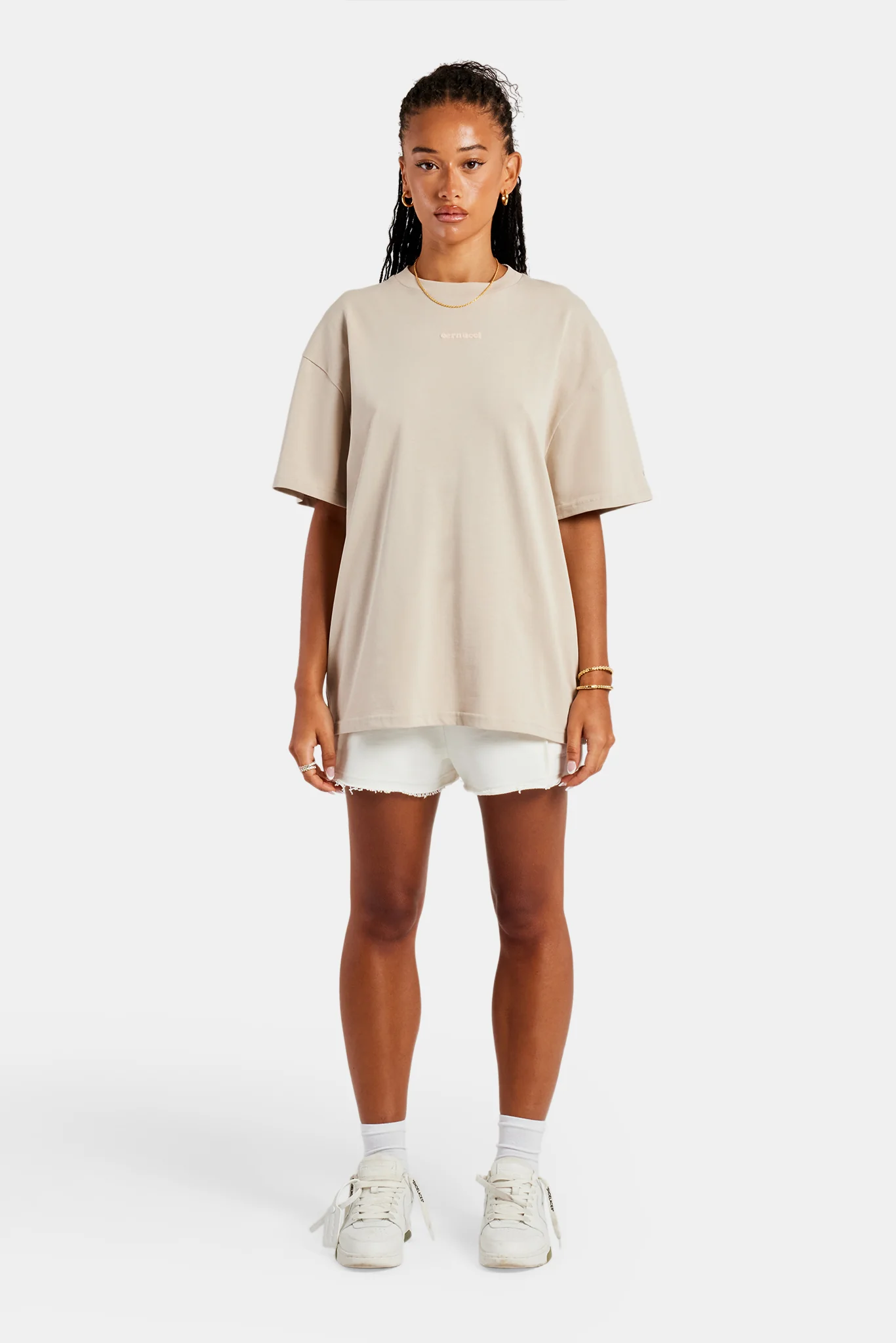 Cernucci Tonal Oversized T-Shirt - Stone - Image 3