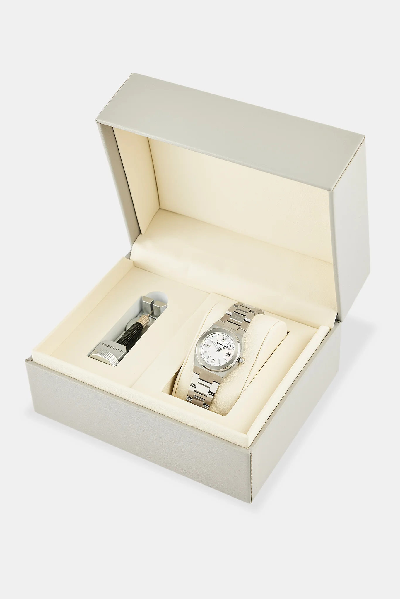 Cernucci White Dial Polished Watch - Silver - Image 5