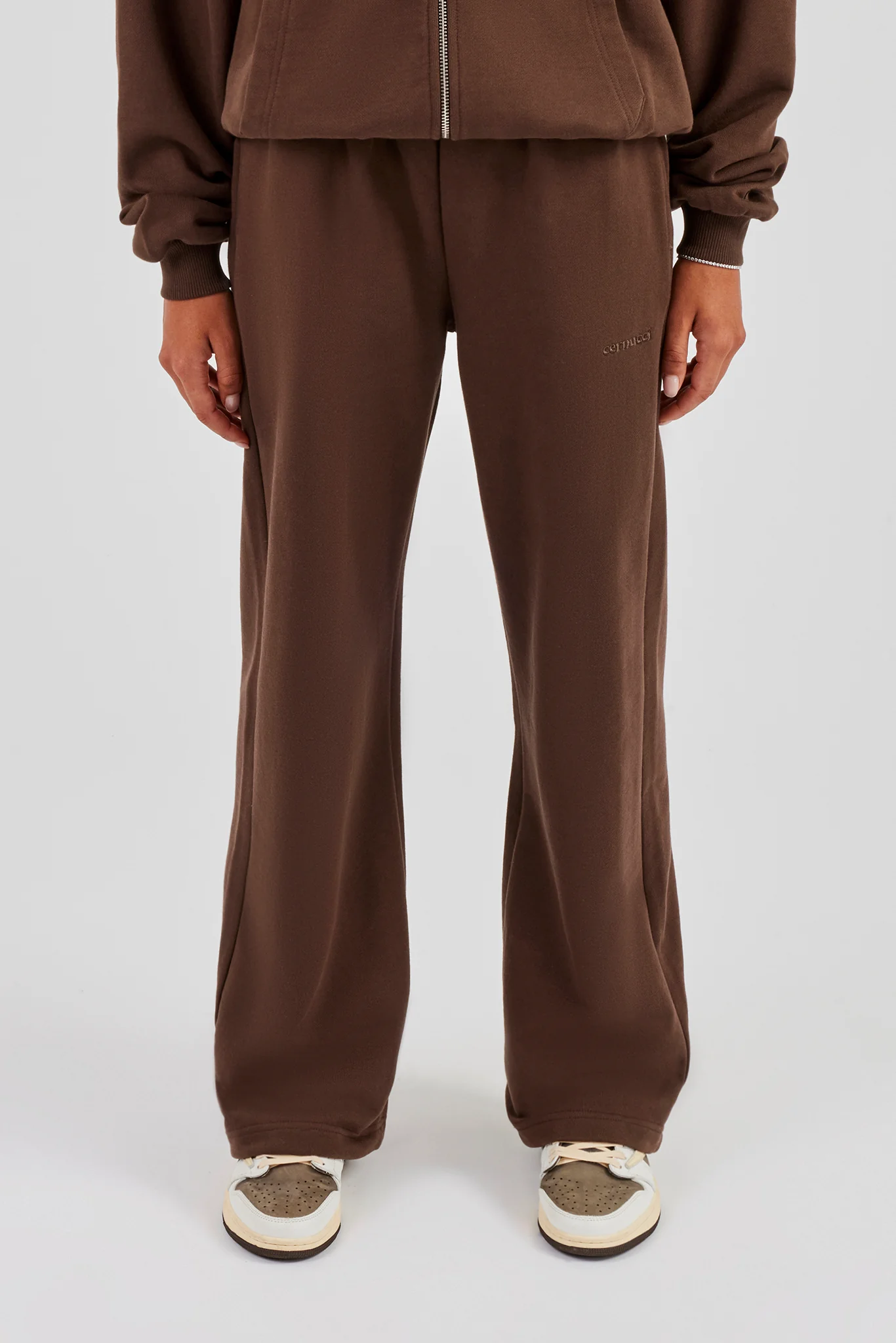 Cernucci Wide Leg Jogger - Chocolate - Image 2