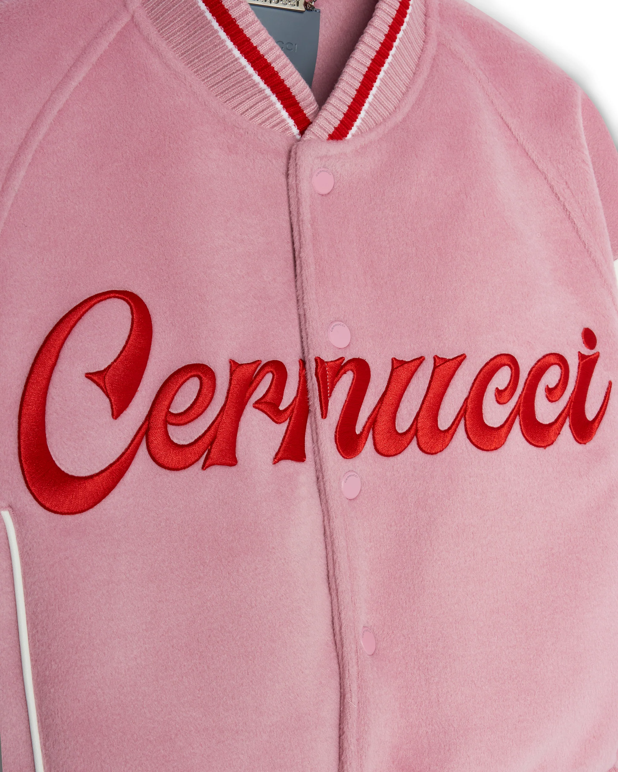Cernucci Womens Varsity Bomber Jacket - Baby Pink - Image 5