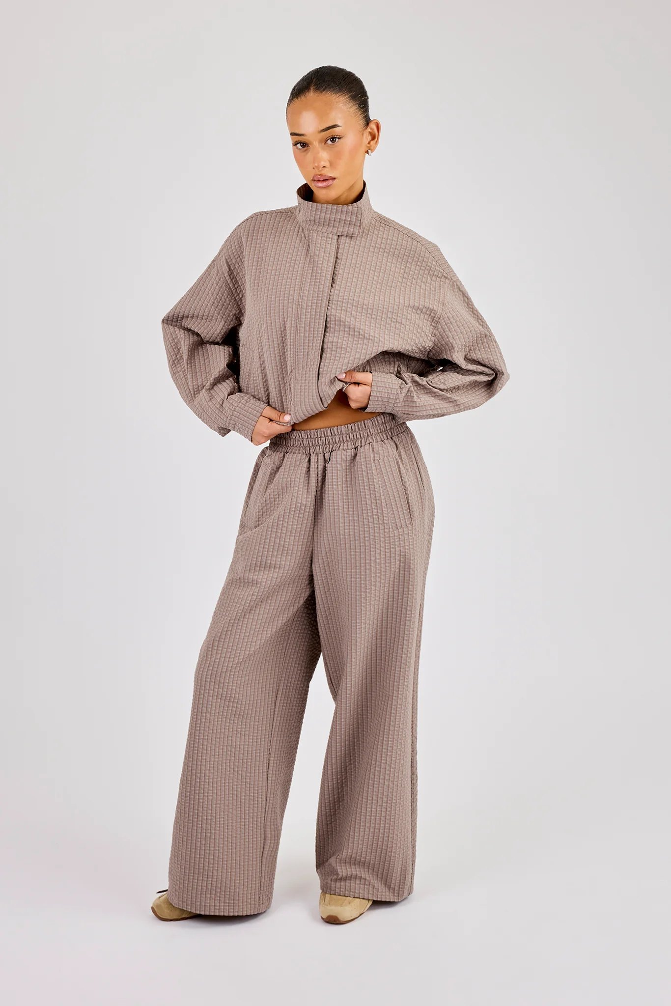 Check Nylon Jogger - Beige - Image 2