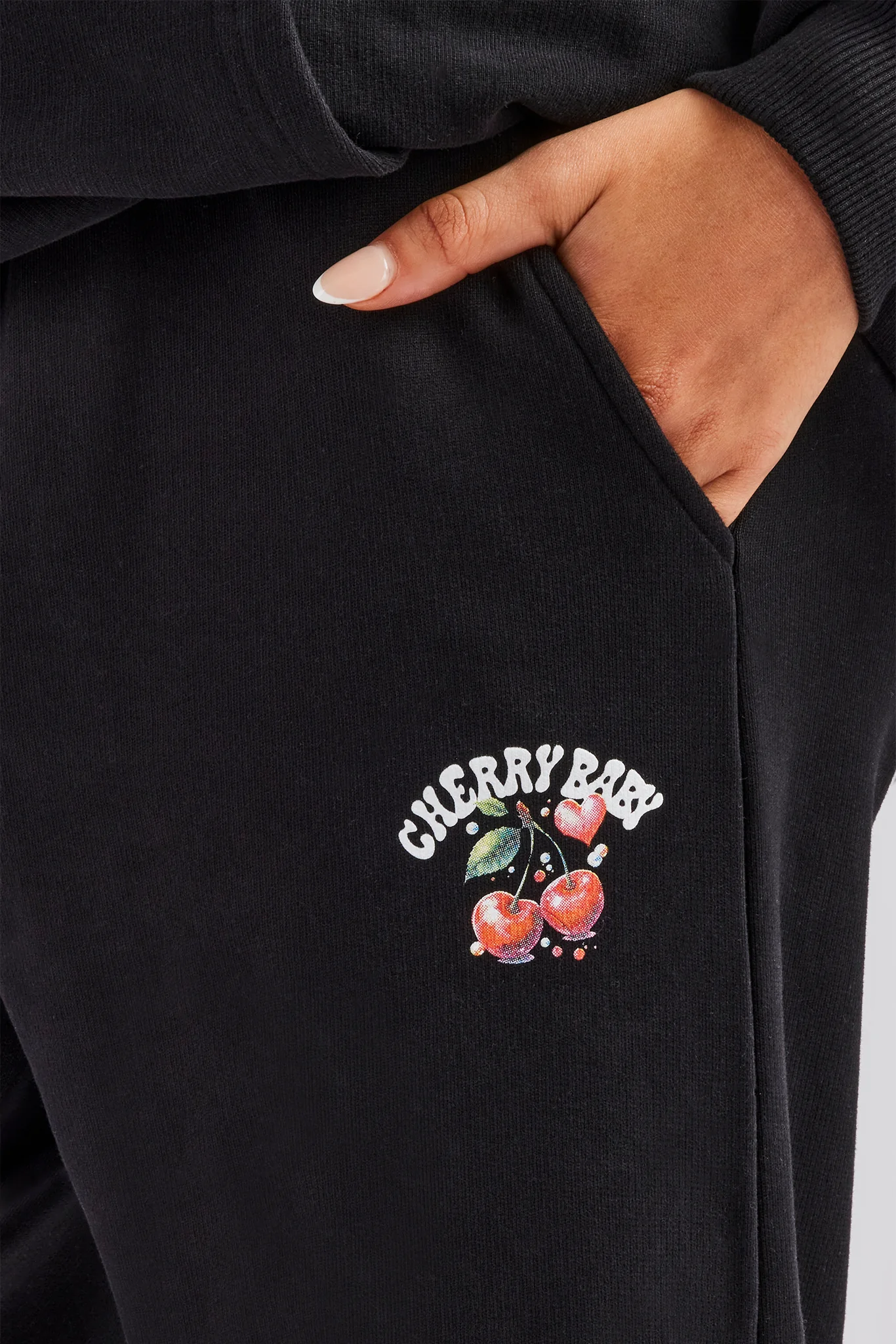 Cherry Baby Wide Leg Jogger - Black - Image 3