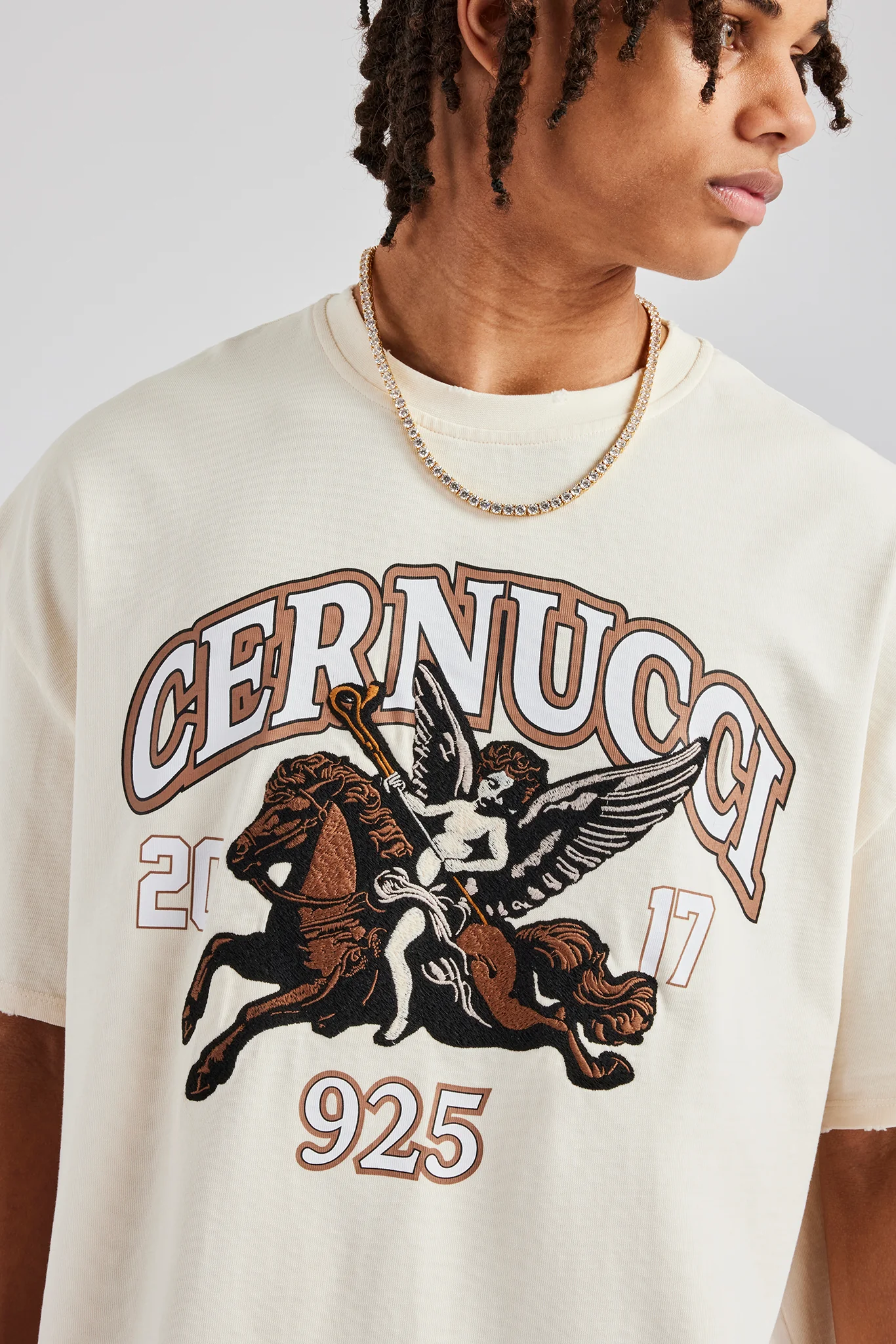 Cherub 925 Applique Graphic T-Shirt - Off White - Image 2