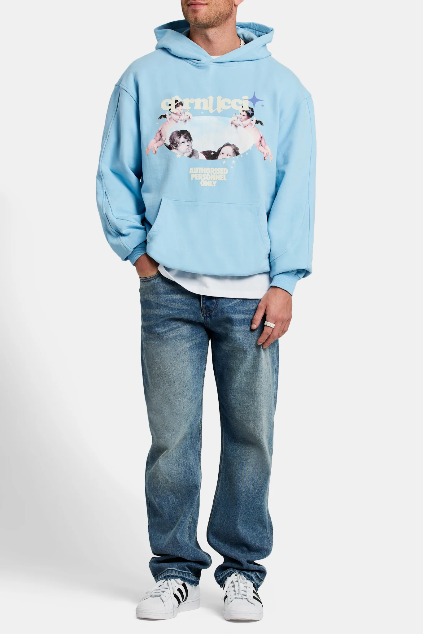 Cherub Graphic Hoodie - Light Blue - Image 4