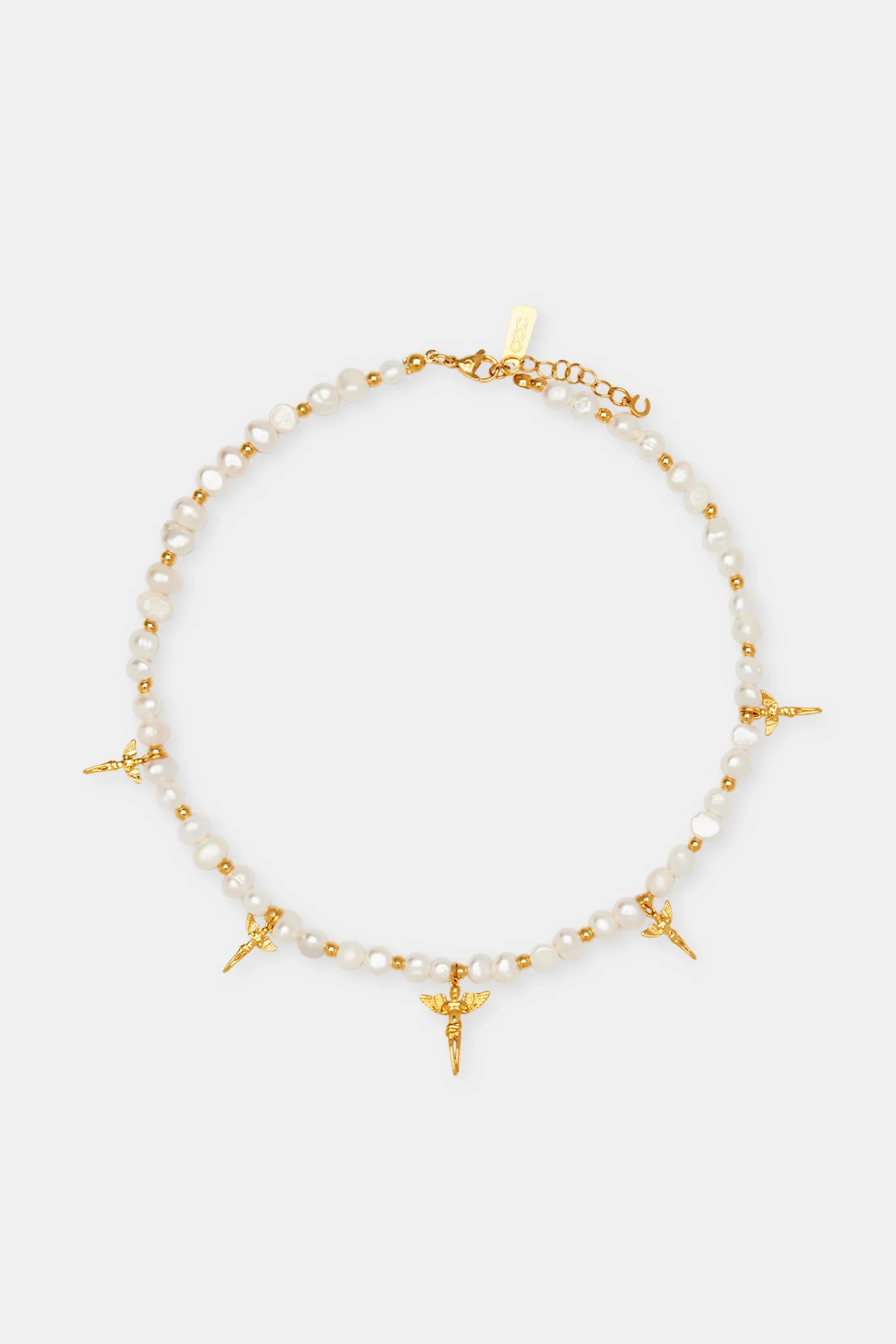 Cherub Motif Freshwater Pearl Necklace - 6mm - Image 4
