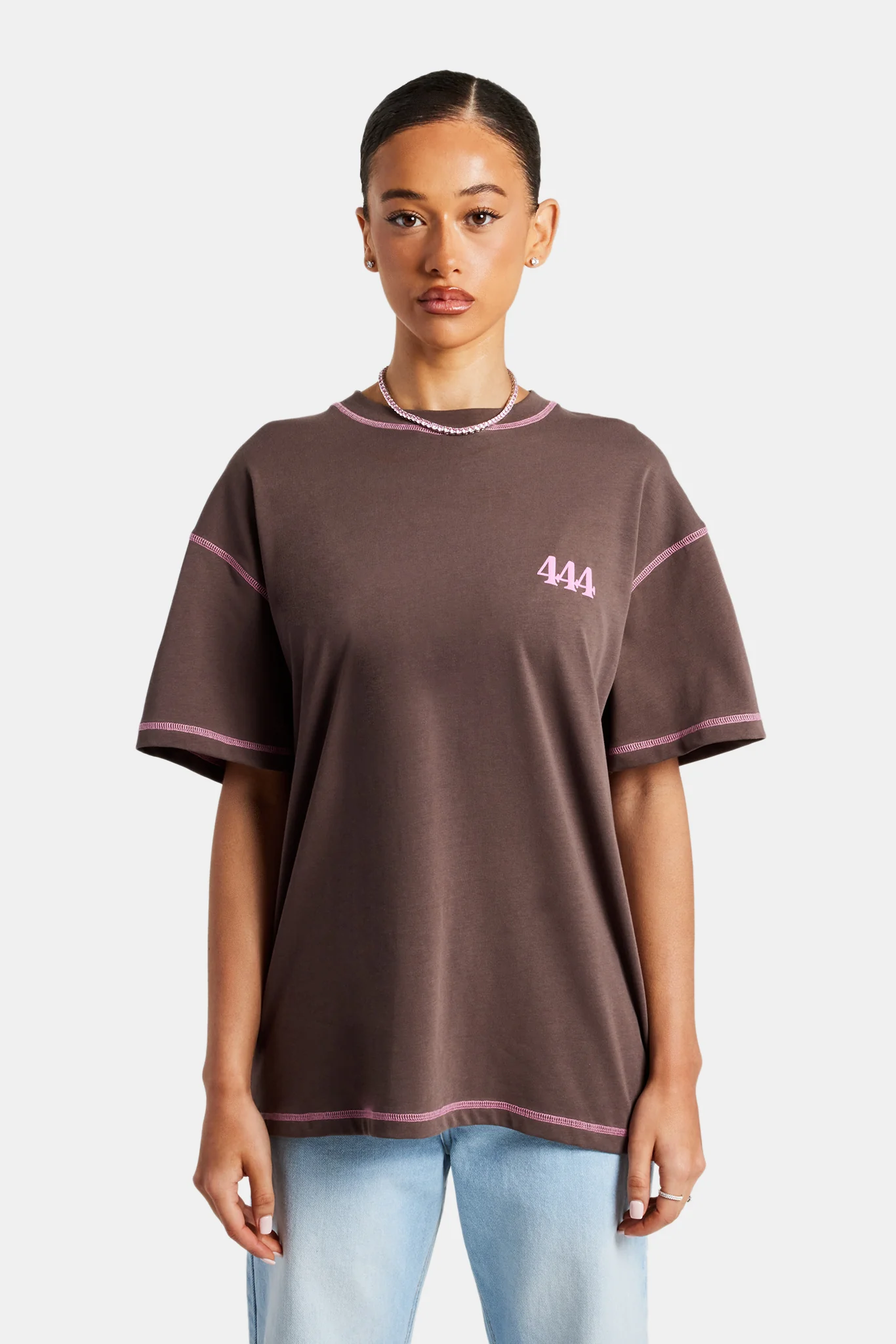 Cherub Oversized Print T-Shirt - Chocolate - Image 2