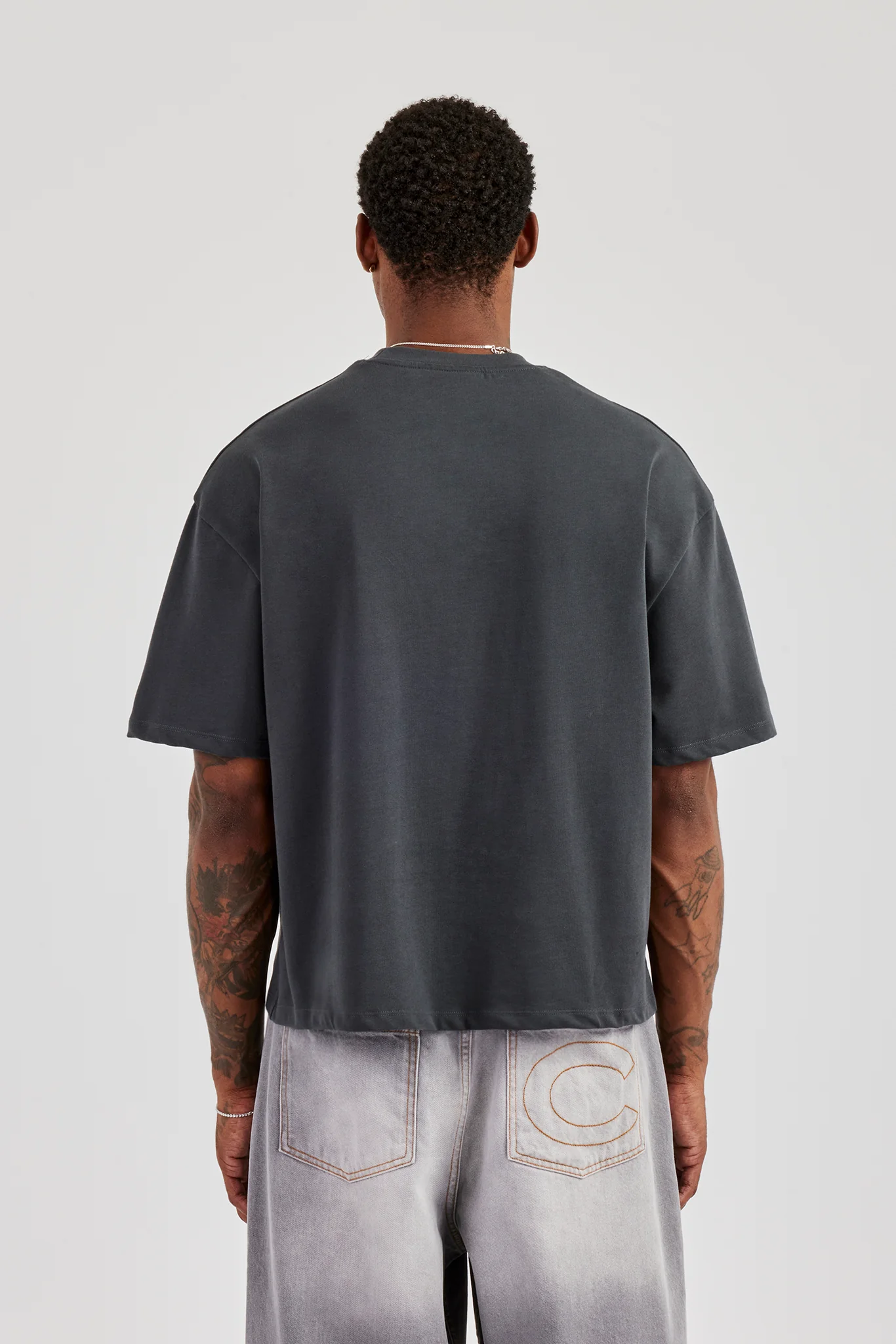 Cherub Print Boxy T-Shirt - Charcoal - Image 3