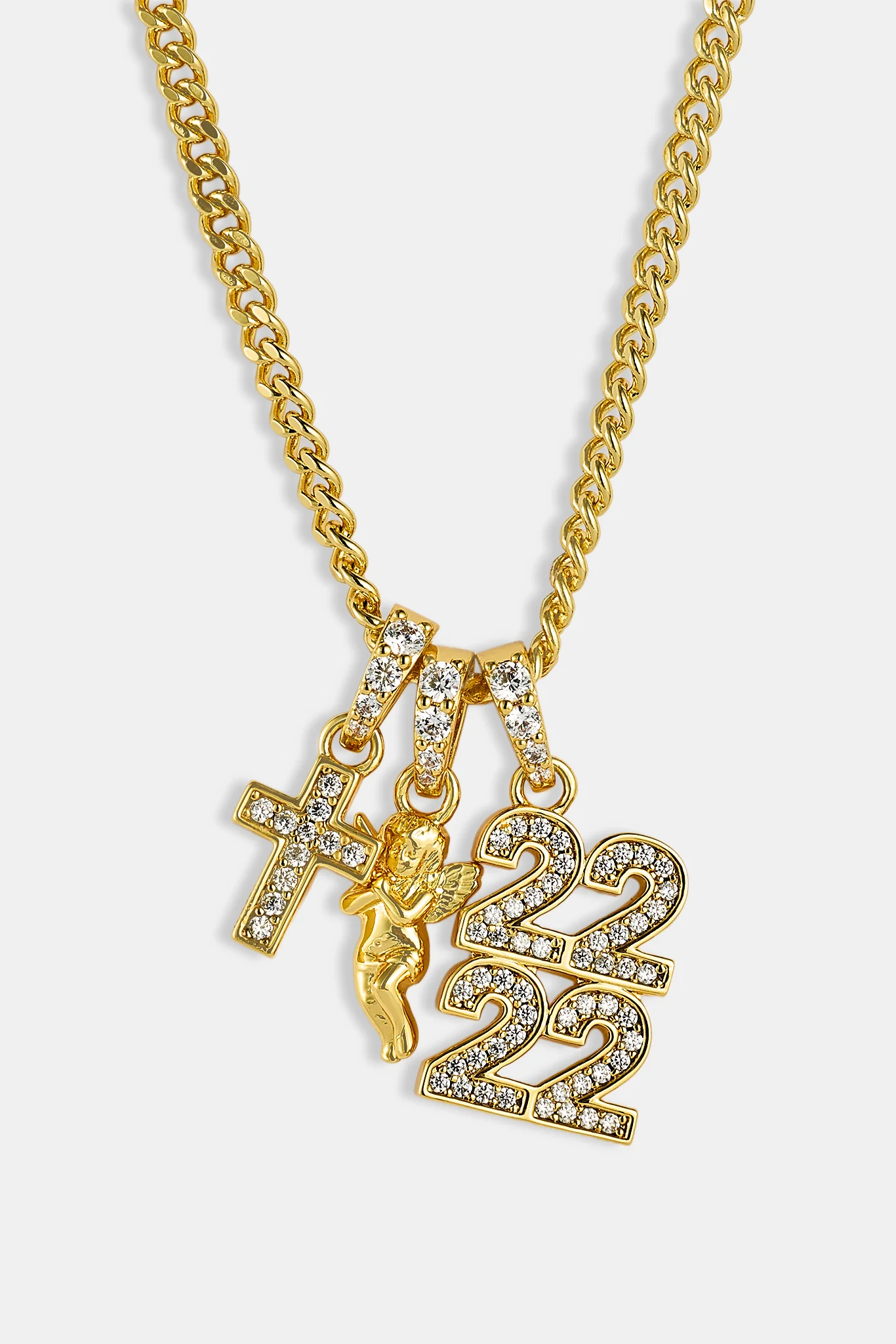 Cherub Triple Motif Necklace - 12mm - Gold - Image 4