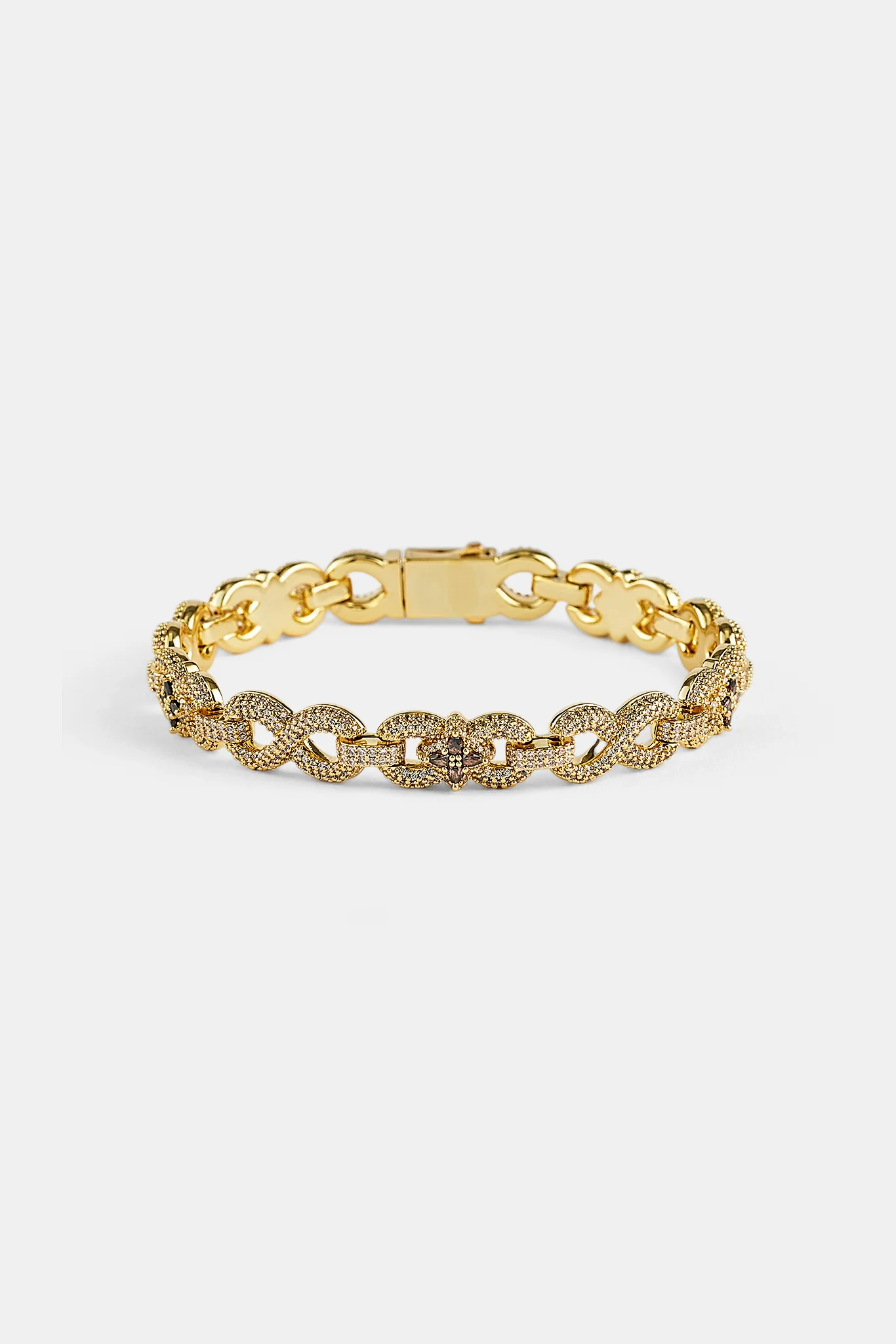 Chocolate Baguette Motif Infinity Bracelet - 10mm - Gold - Image 3