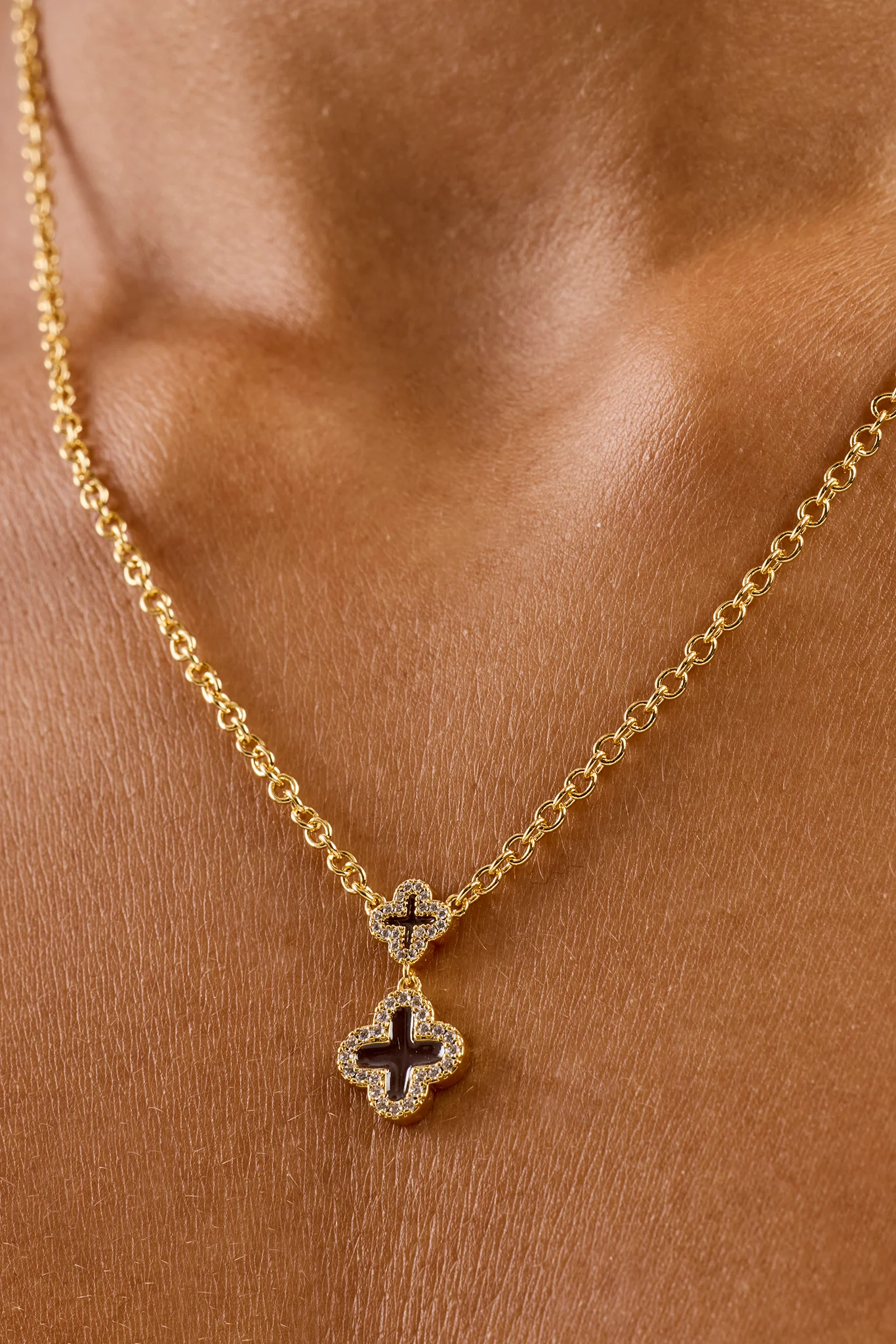 Chocolate Double Motif Necklace - 10mm