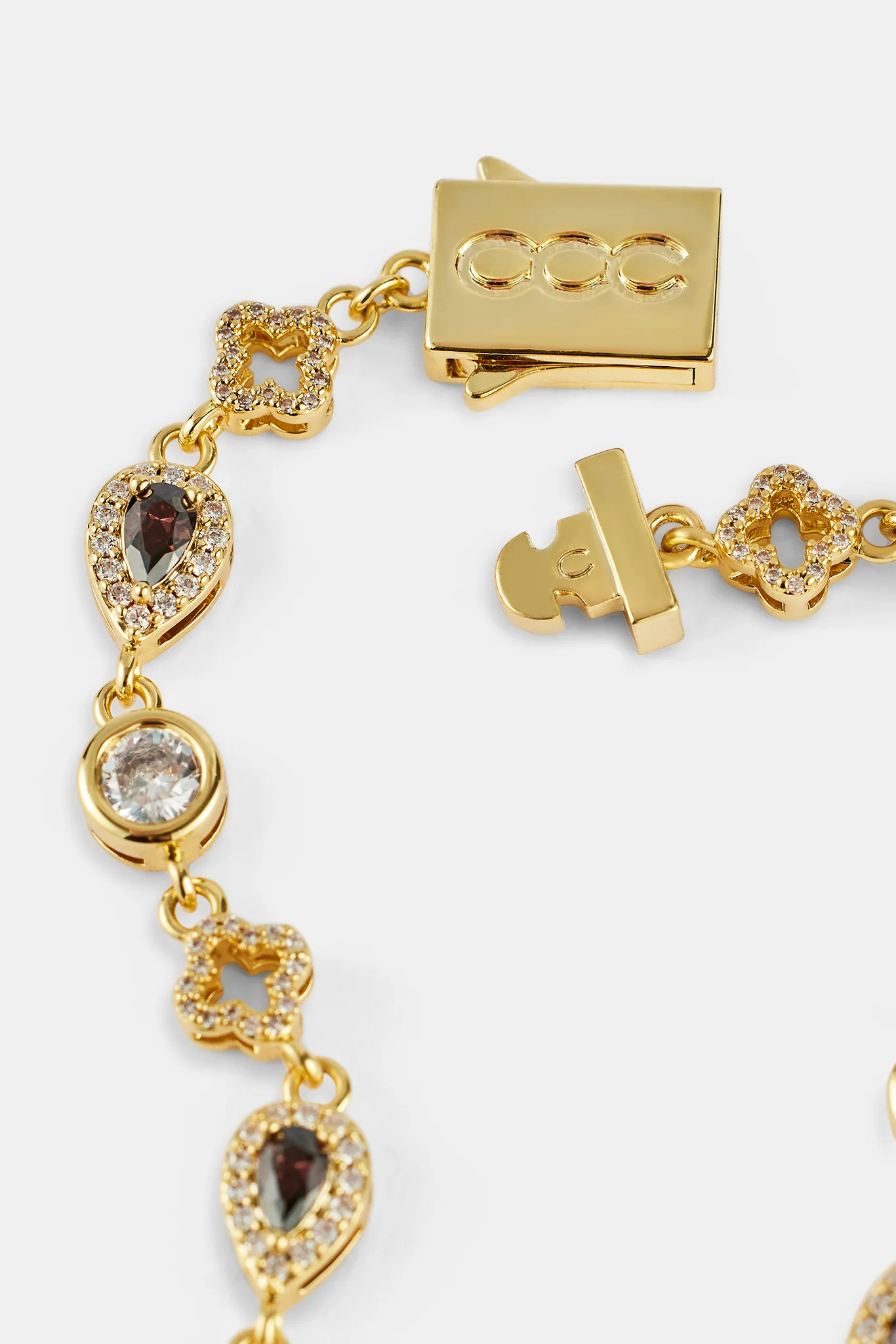 Chocolate Motif & Gemstone Bracelet - 6mm - Gold - Image 4