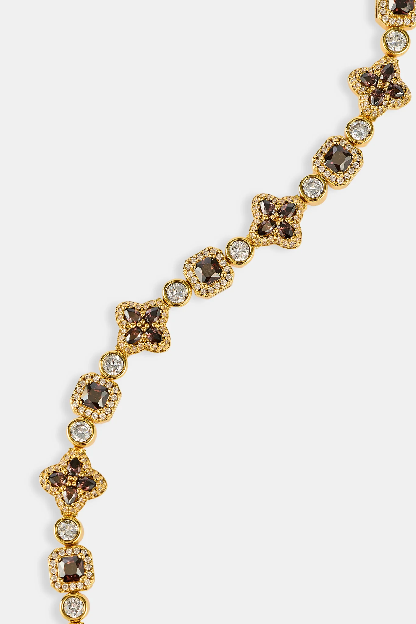 Chocolate Motif Mixed Stone Bracelet - 8mm - Gold - Image 4
