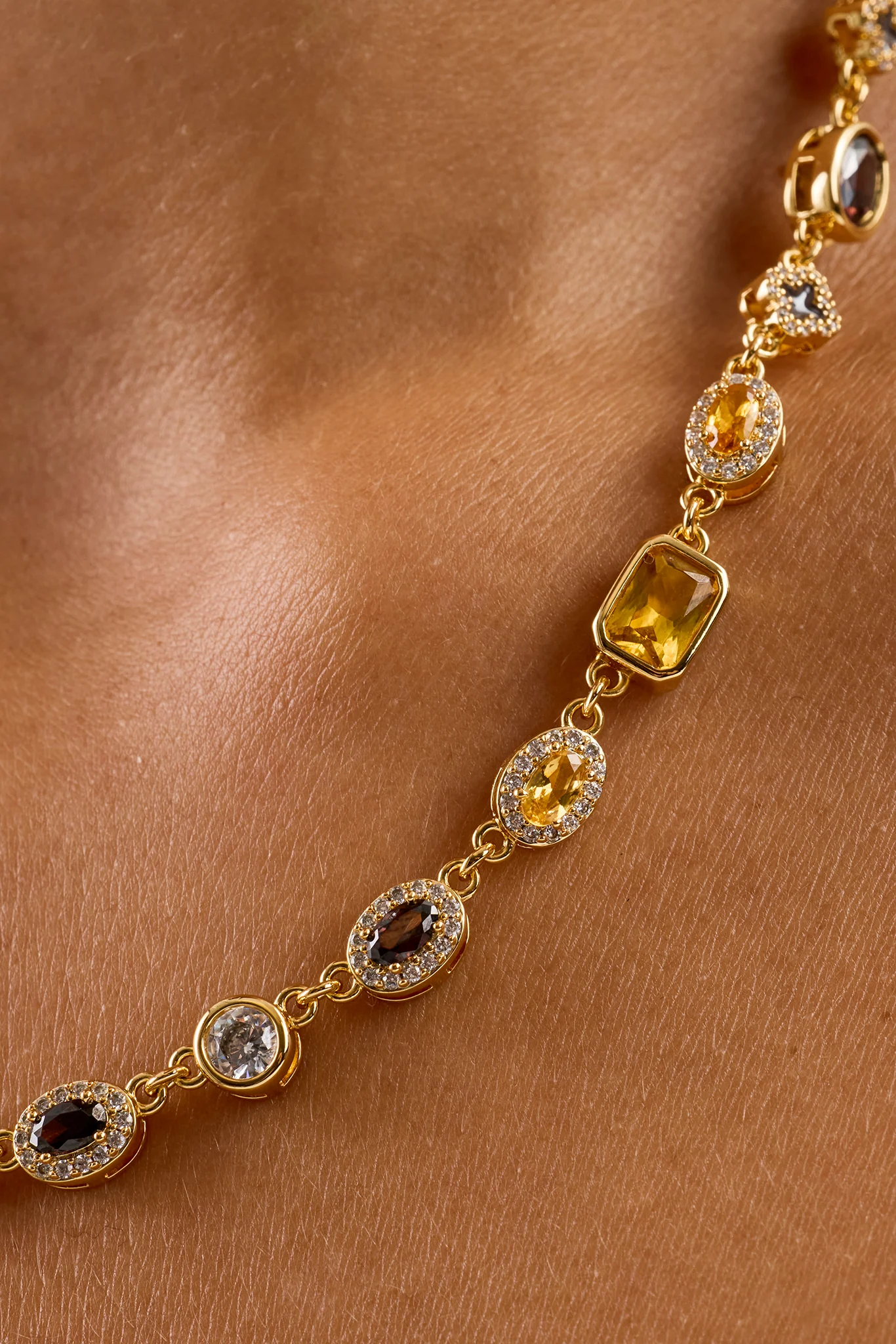 Chocolate Motif Multi Gemstone Chain - 6mm - Image 3