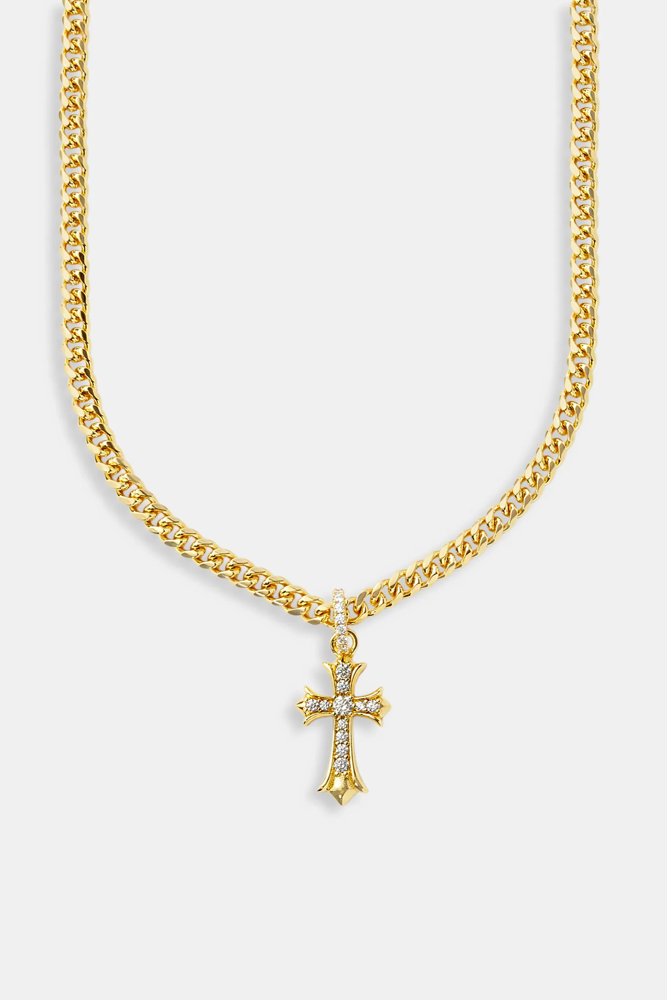 Chunky Cross Polished Cuban Chain - 5mm - Gold - Image 2