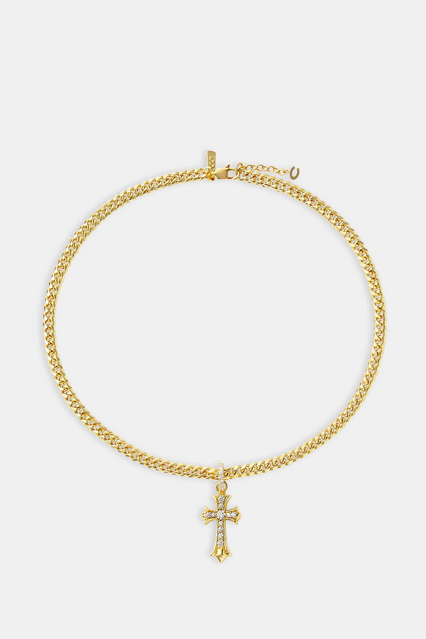 Chunky Cross Polished Cuban Chain - 5mm - Gold - Image 3
