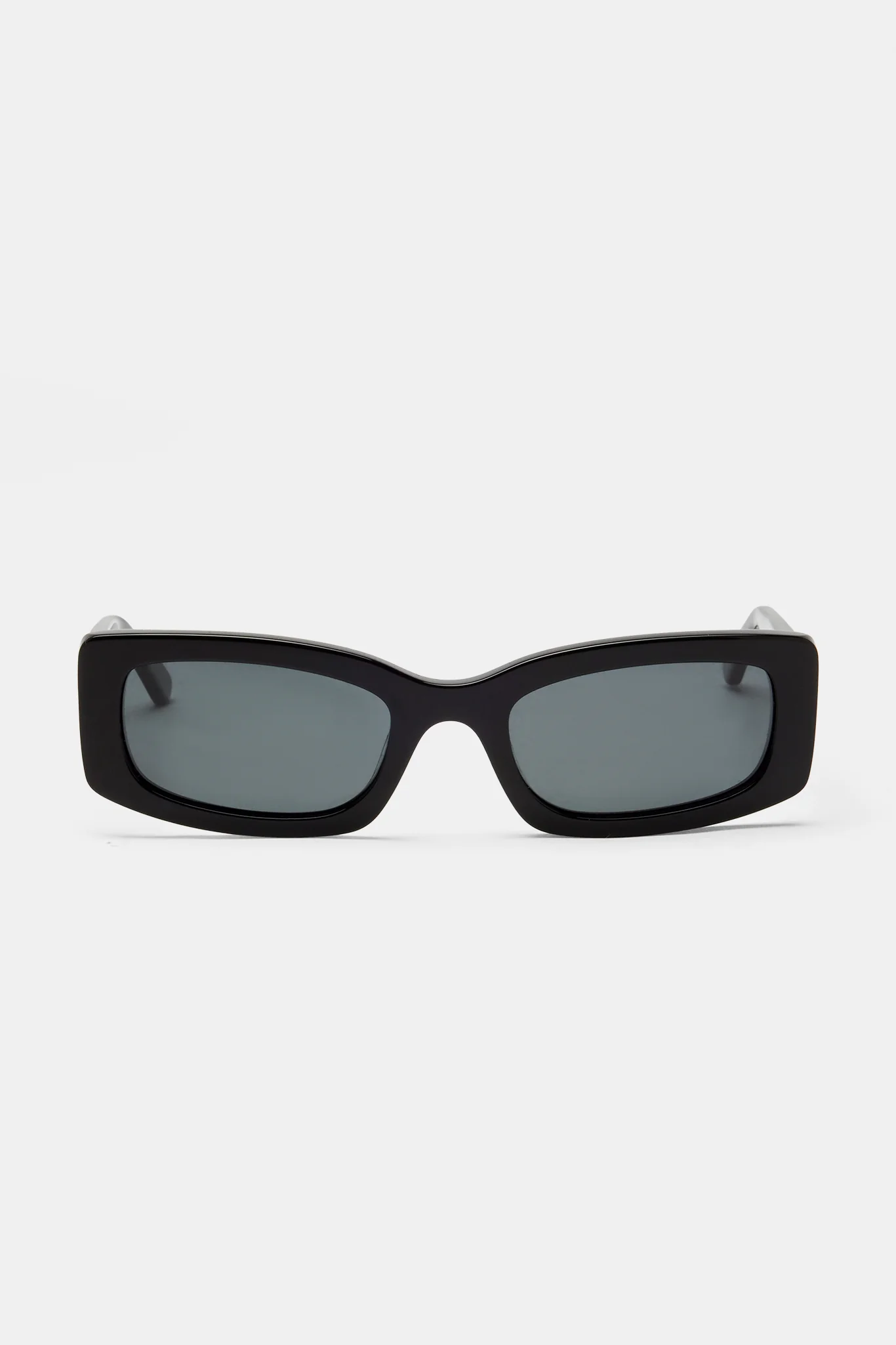 Chunky Narrow Square Acetate Frame Sunglasses - Black - Image 4