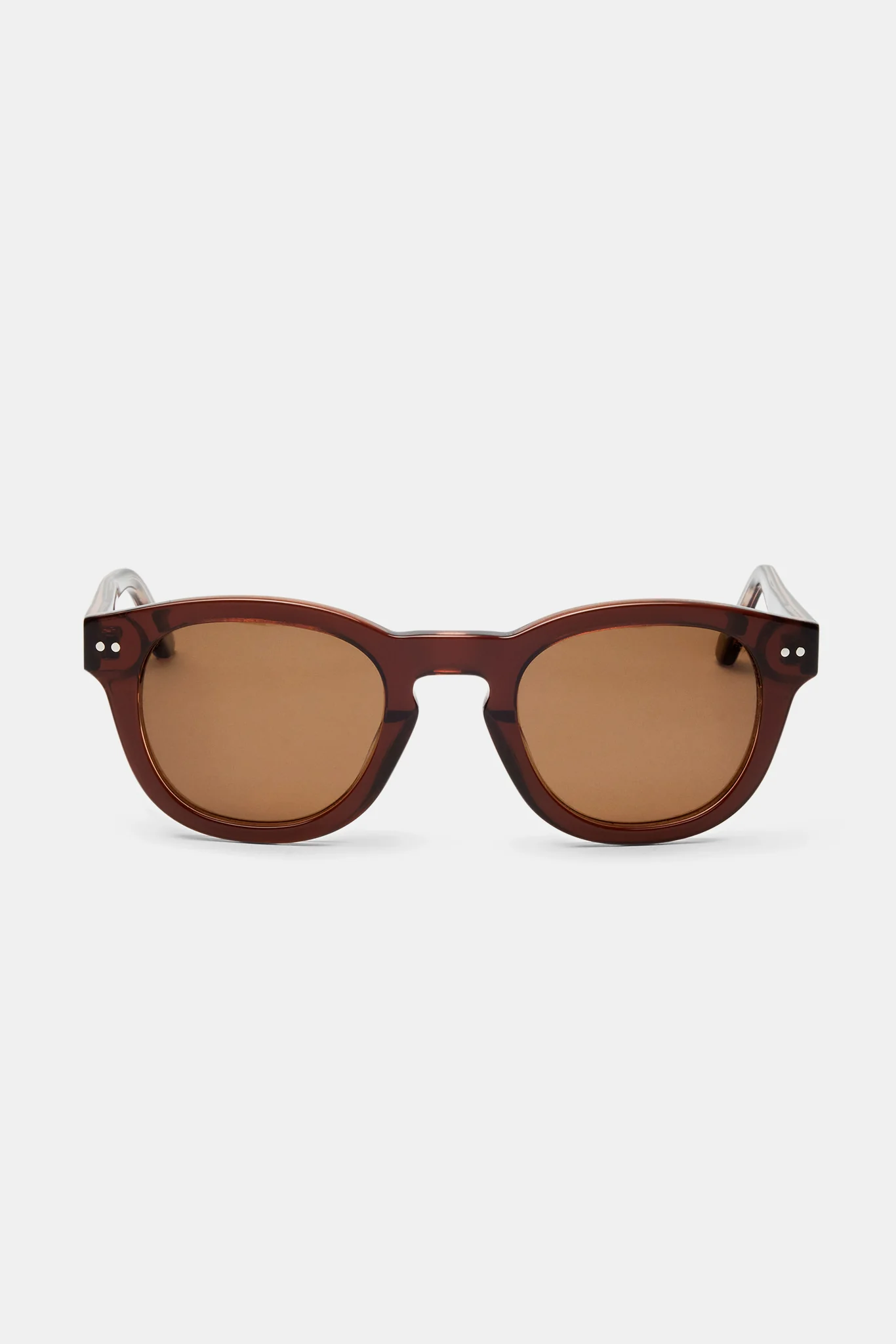 Chunky Rounded Acetate Frame Sunglasses - Brown - Image 5