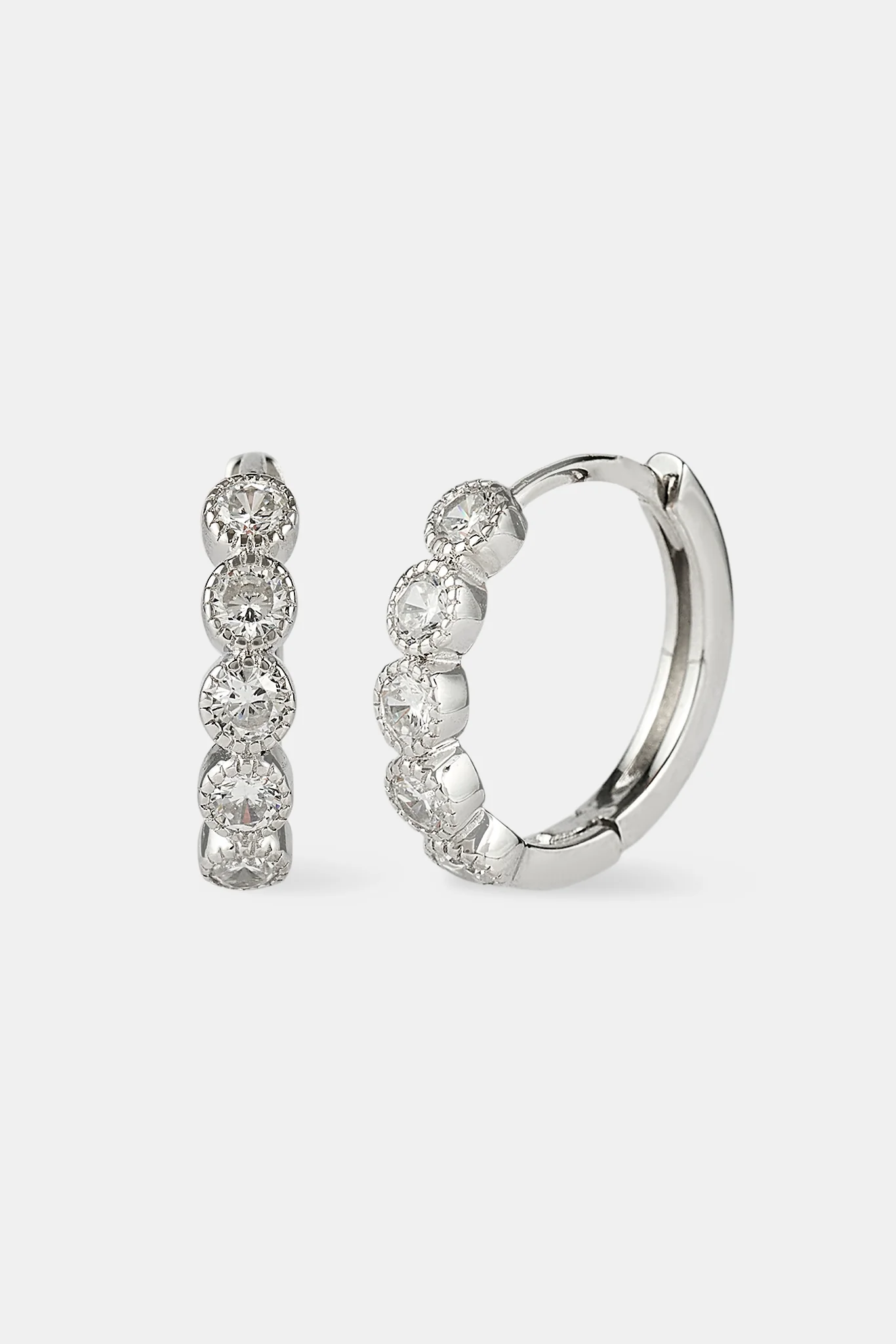 Circle Cluster Hoop Earring - 12mm - White