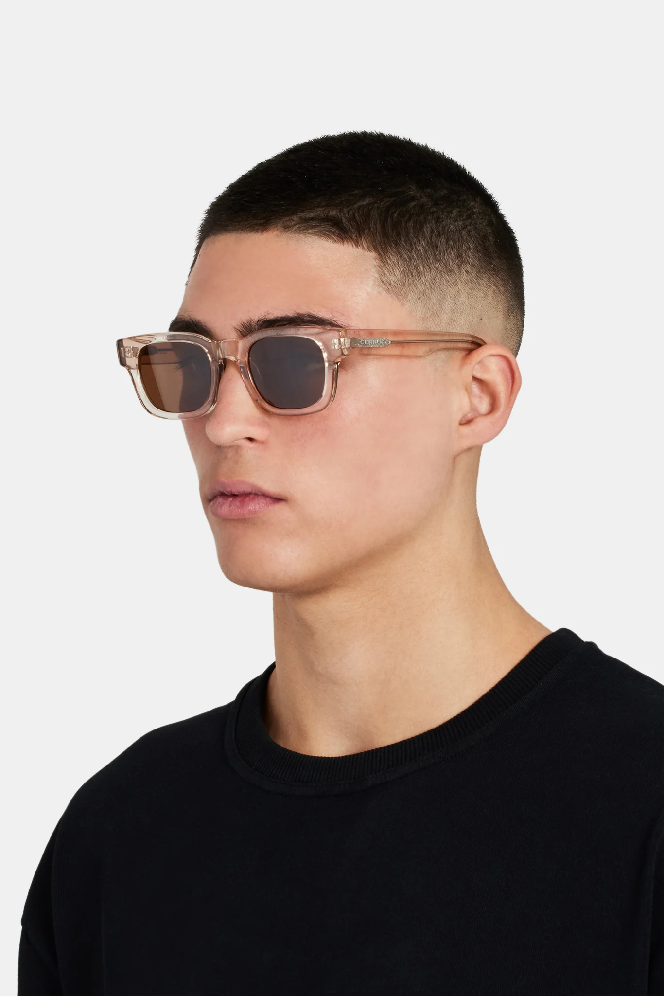 Classic Square Acetate Sunglasses - Transparent Brown - Image 2