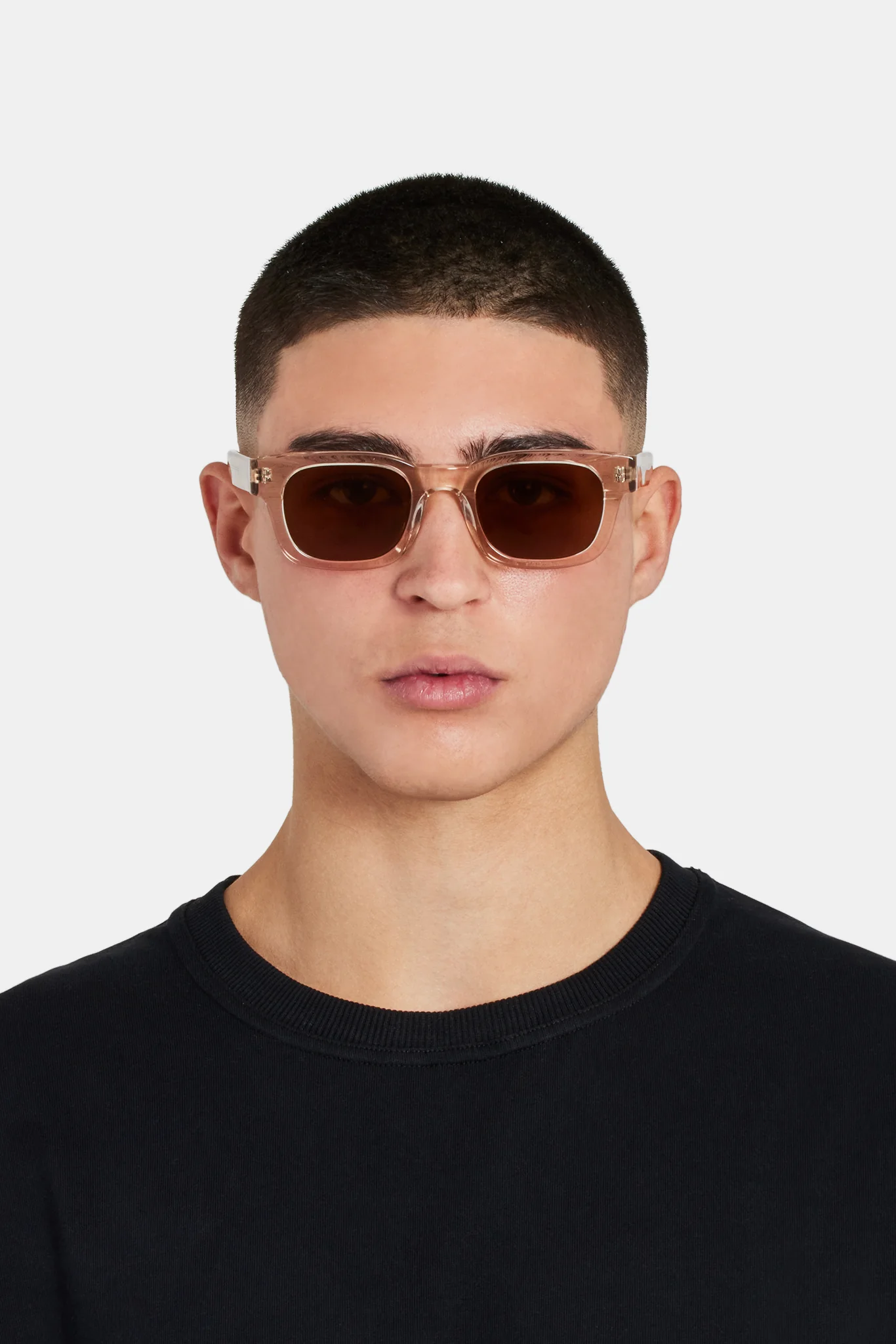 Classic Square Acetate Sunglasses - Transparent Brown - Image 4