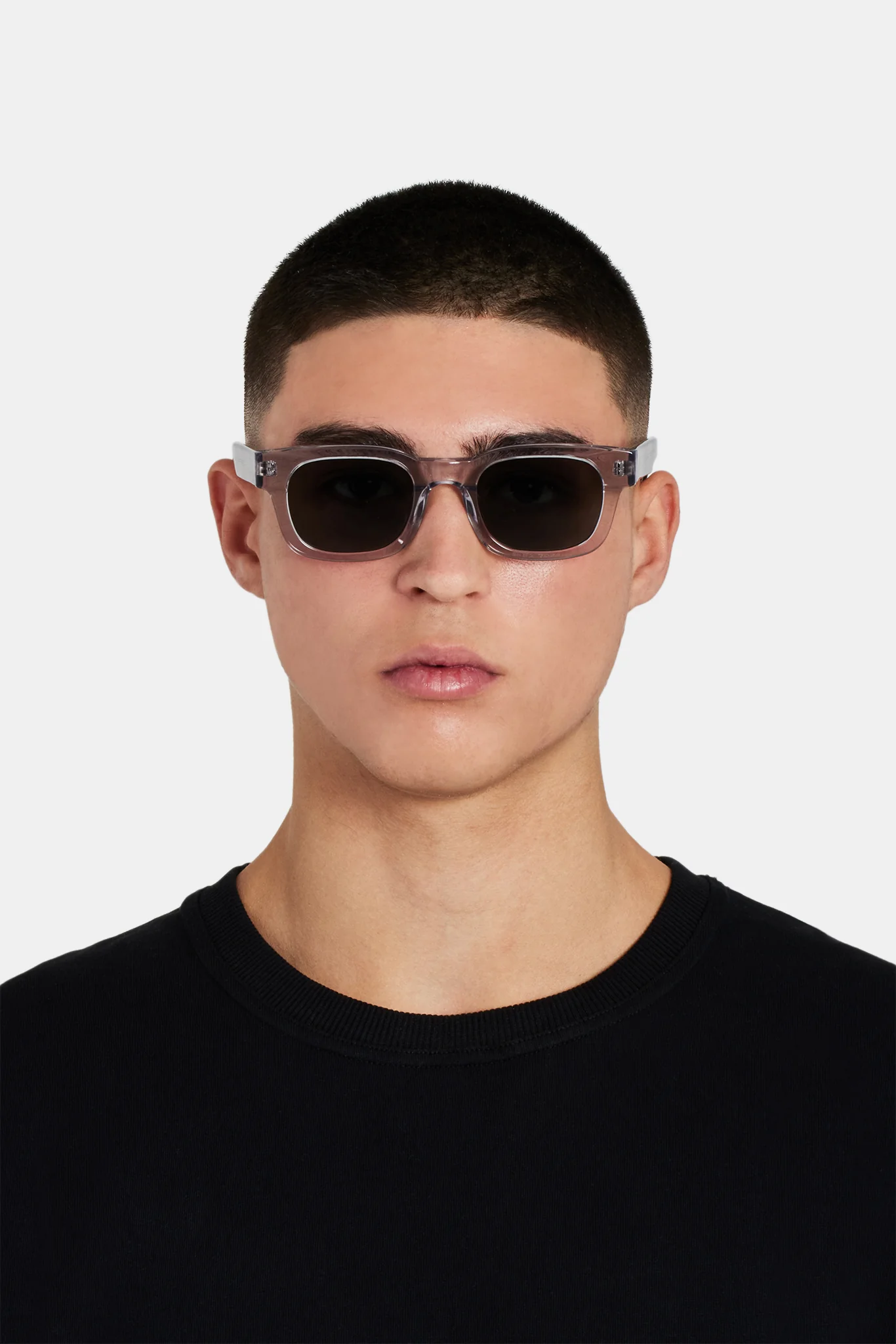 Classic Square Acetate Sunglasses - Transparent Grey - Image 4