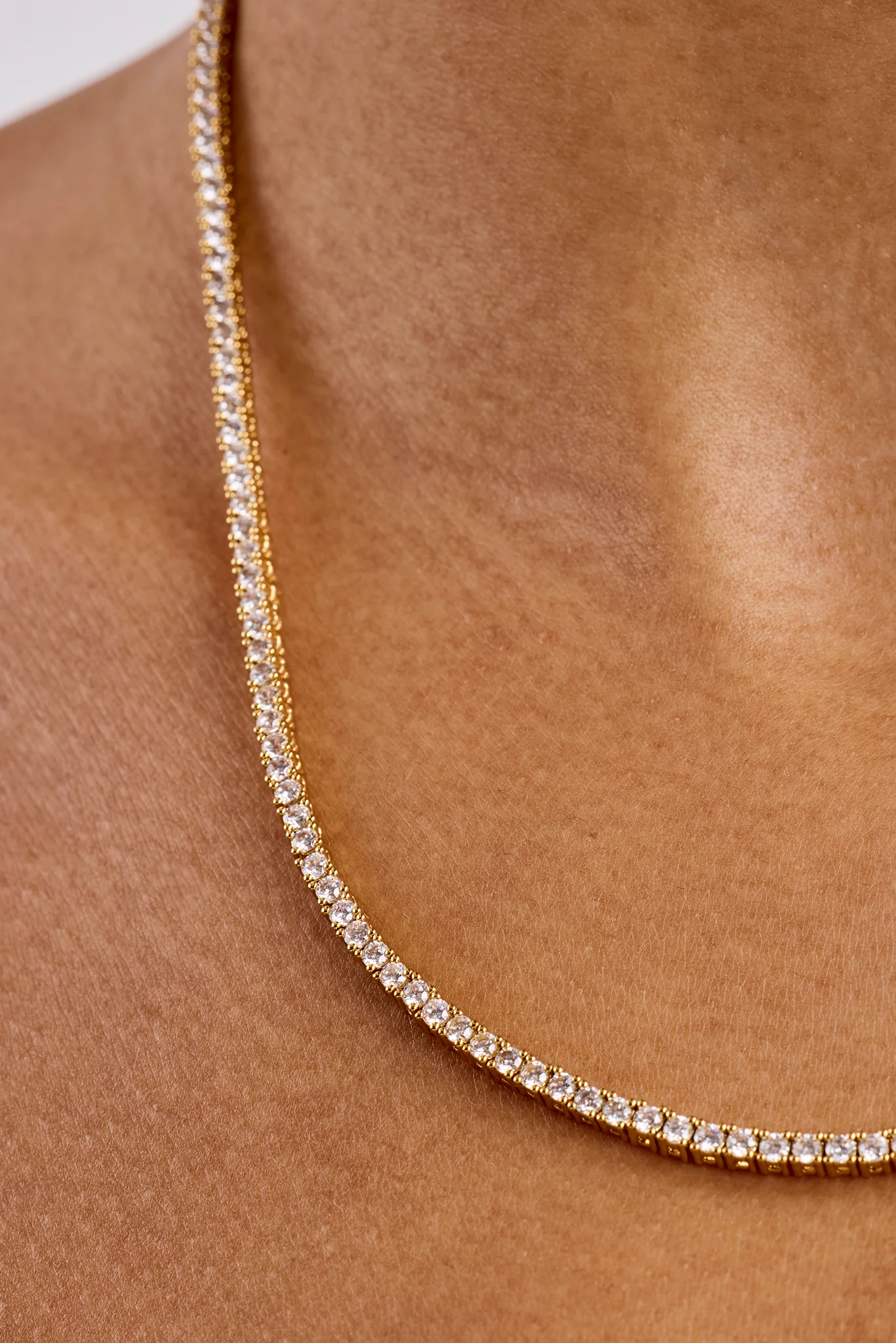Clear CZ Tennis Chain - 2mm - Gold - Image 2
