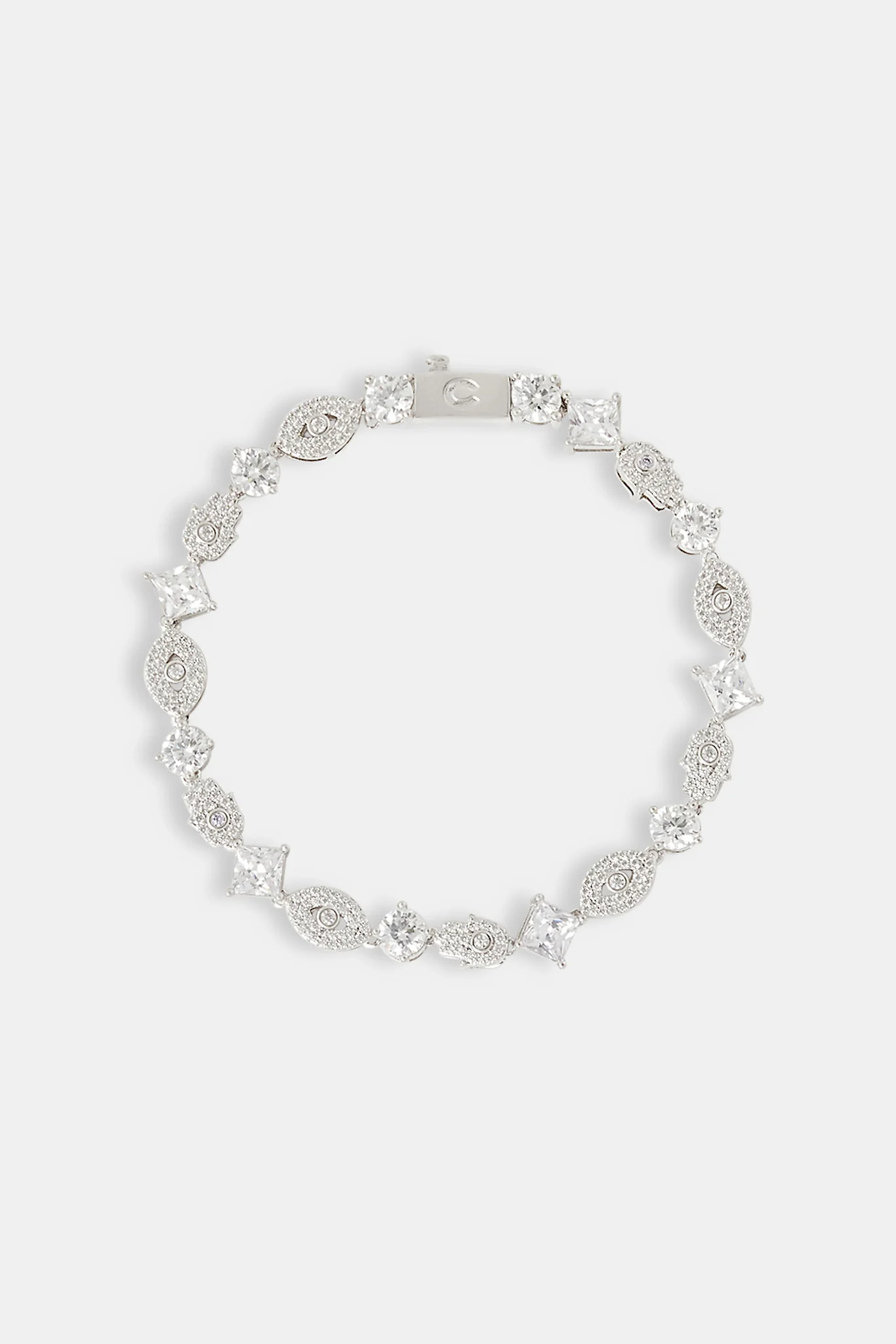 Clear Gemstone Evil Eye & Hamsa Hand Bracelet - 5mm - Image 2