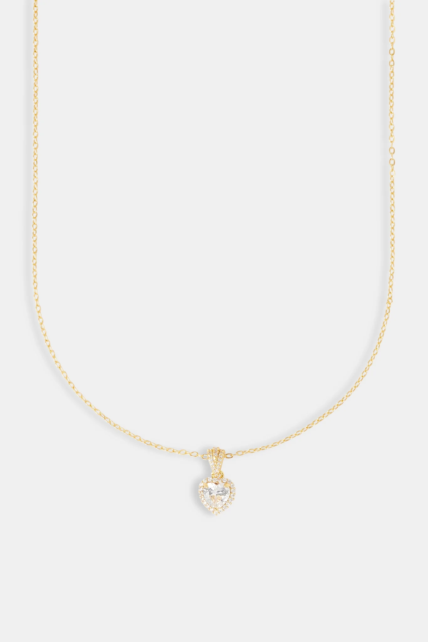 Clear Heart Bezel Necklace - Gold - Image 2