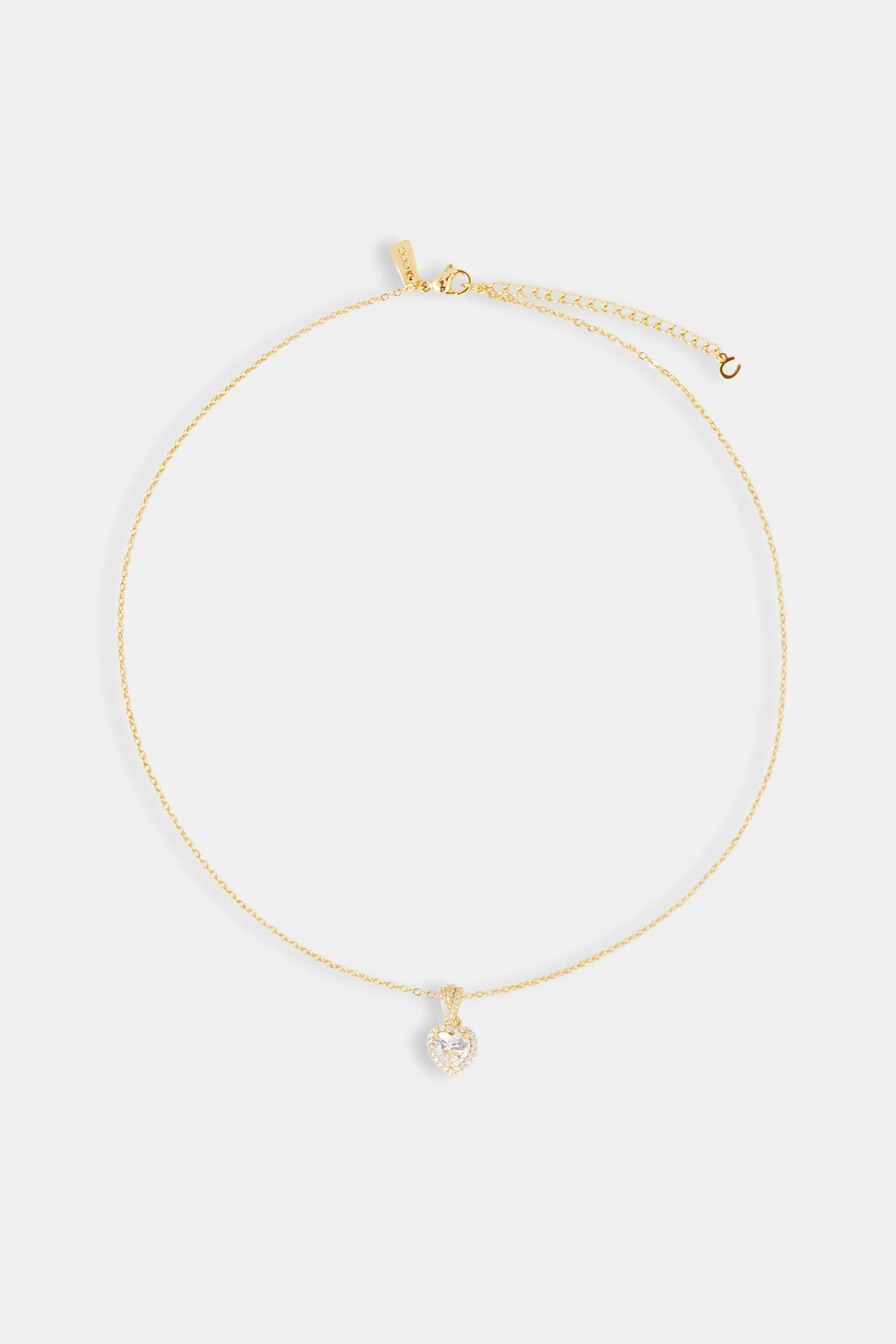 Clear Heart Bezel Necklace - Gold - Image 4