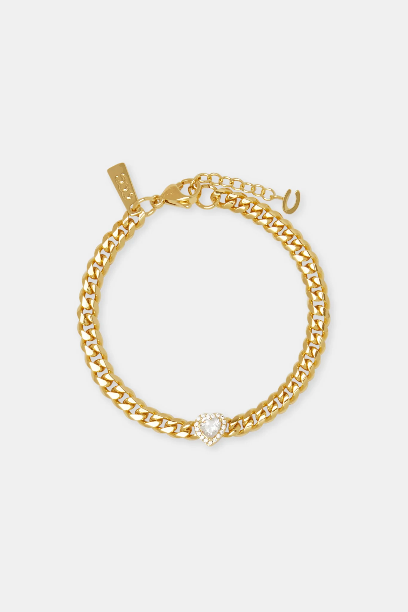 Clear Heart Cuban Bracelet - 5mm - Image 2