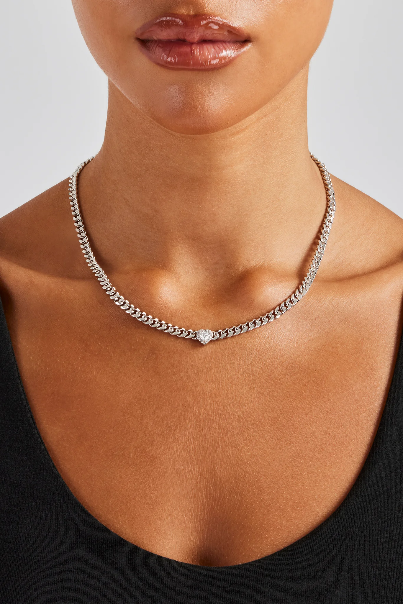 Clear Heart Cuban Chain - 5mm - White - Image 2