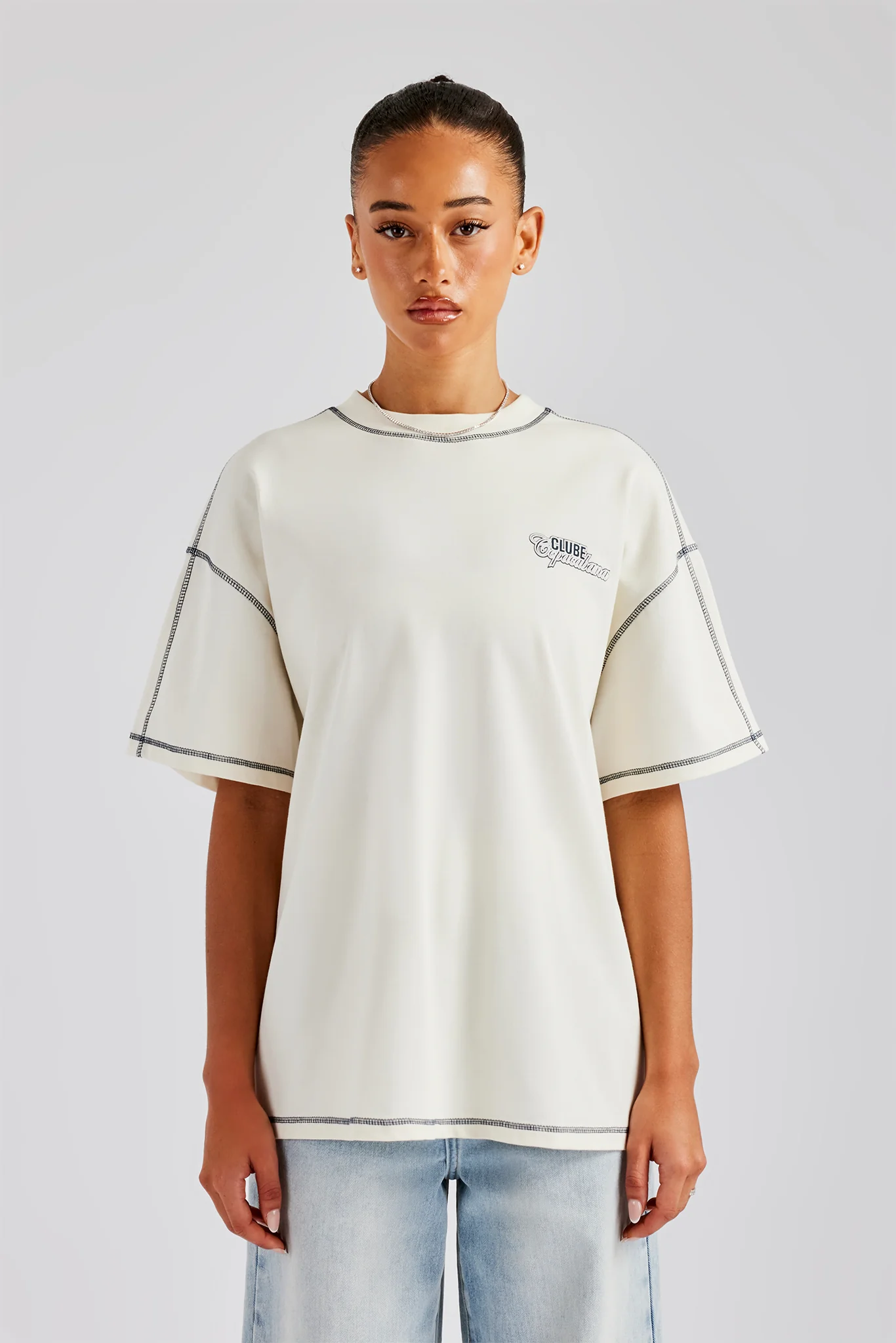 Clube Copacabana Contrast Stitch T-Shirt - Off White - Image 3