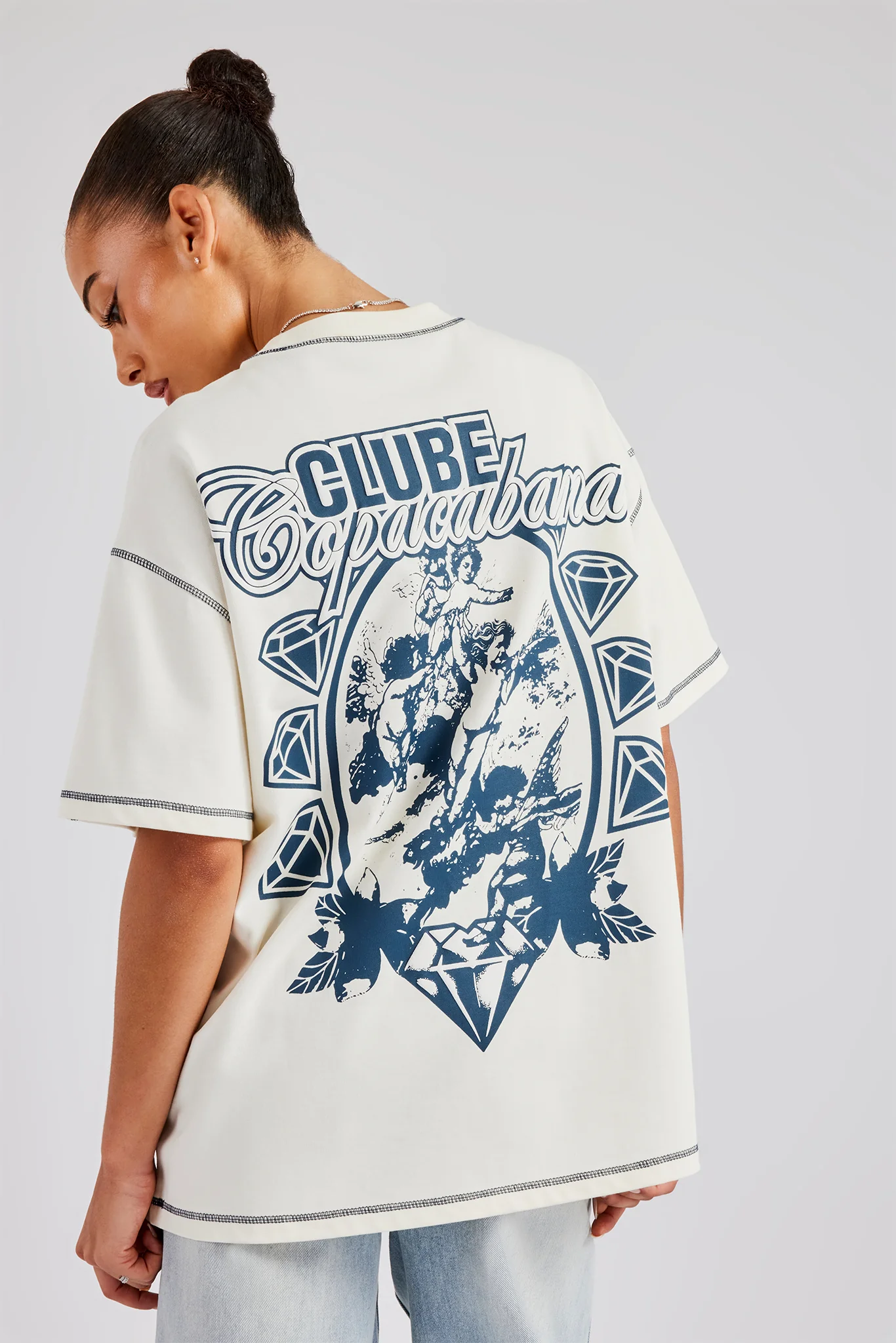 Clube Copacabana Contrast Stitch T-Shirt - Off White - Image 4