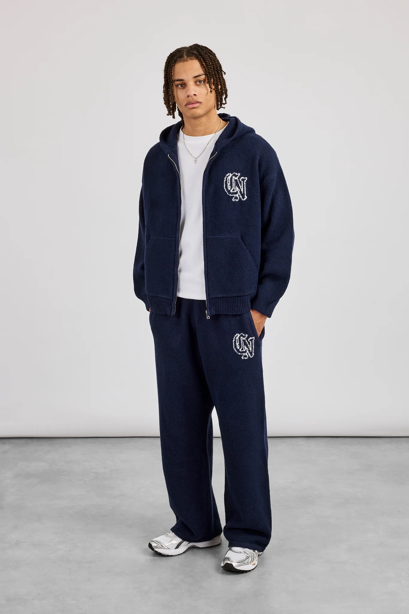 CN Knitted Zip Through Hoodie & Baggy Jogger - Navy - Image 2