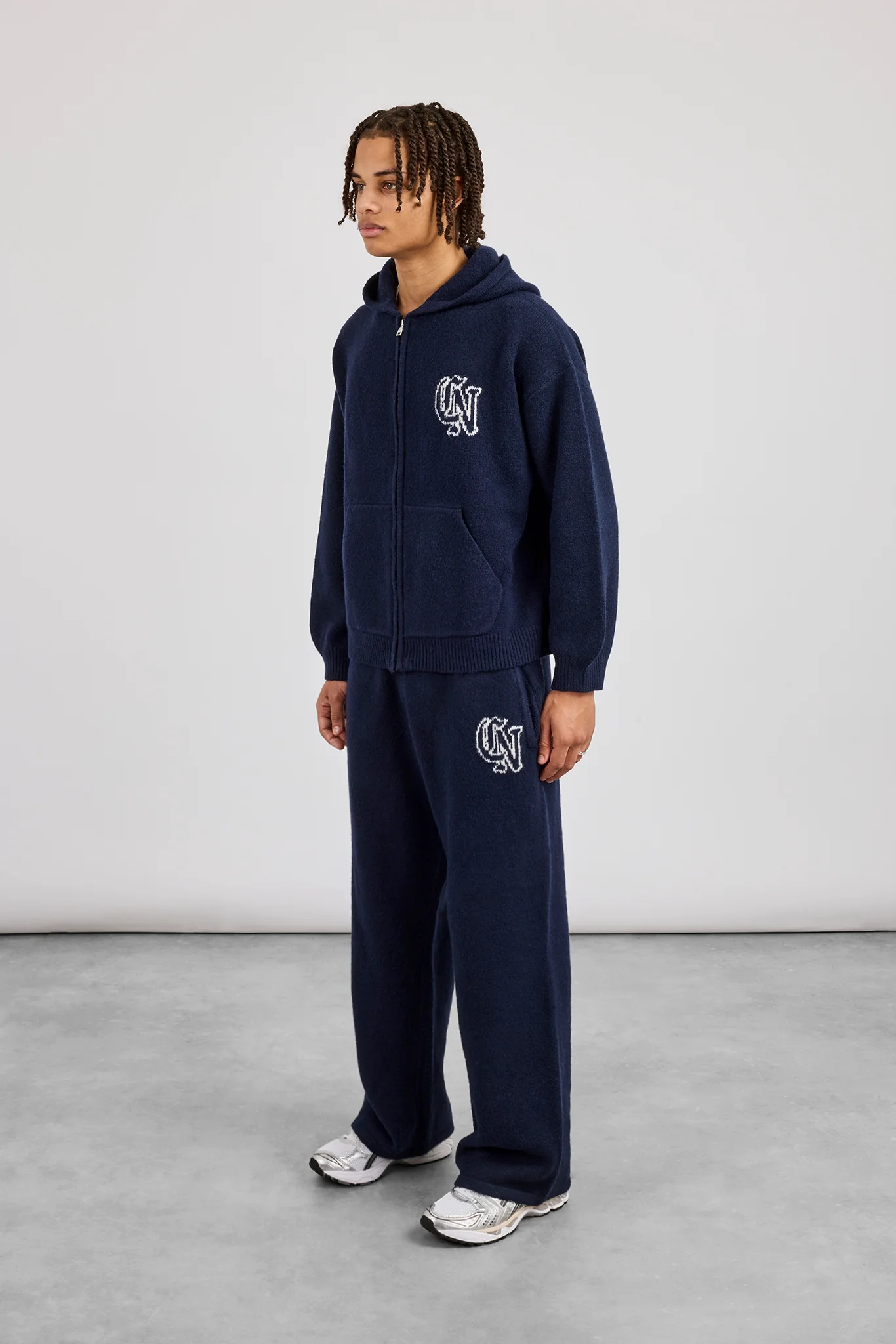 CN Knitted Zip Through Hoodie & Baggy Jogger - Navy - Image 3