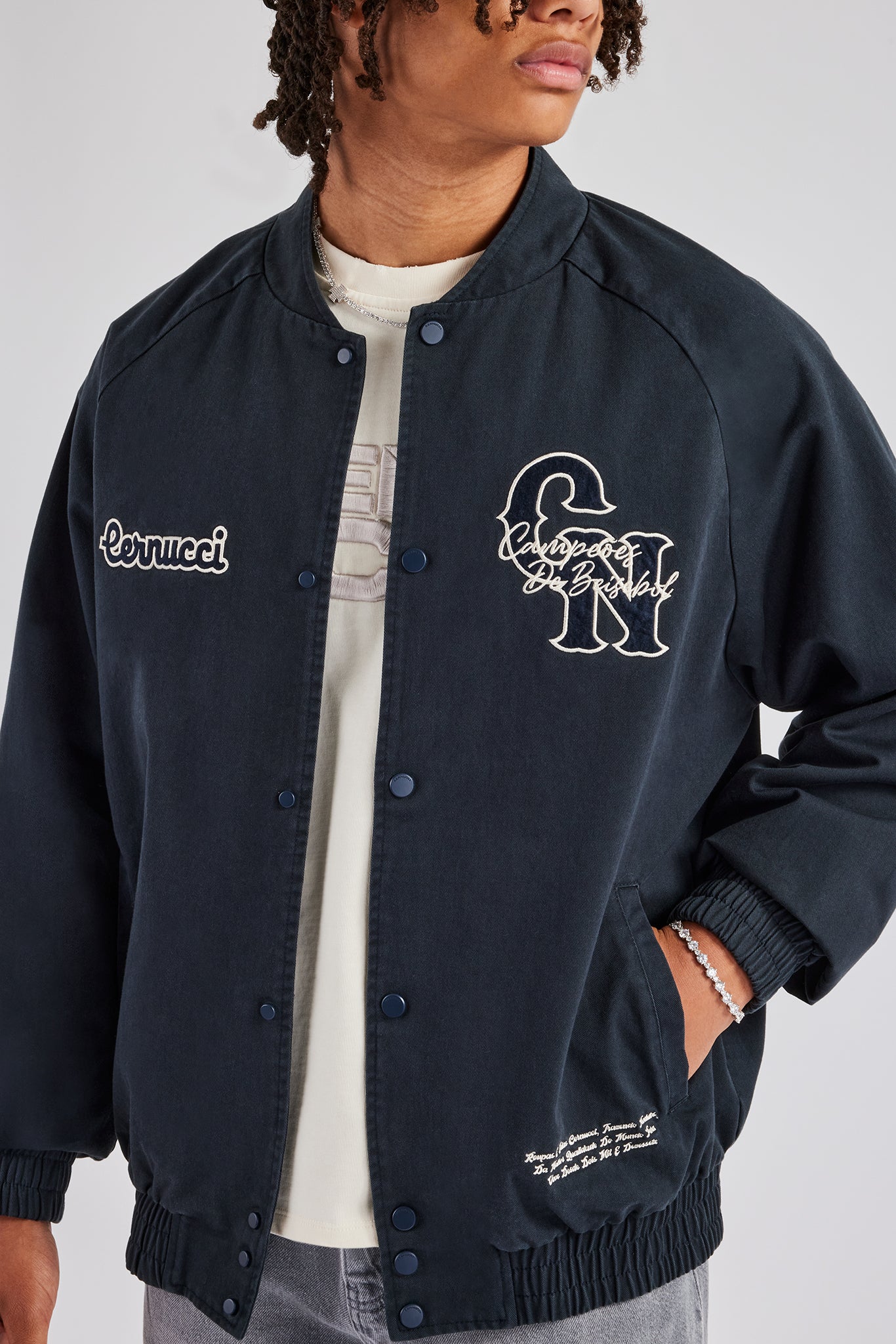 CN Twill Bomber Jacket - Navy - Image 3