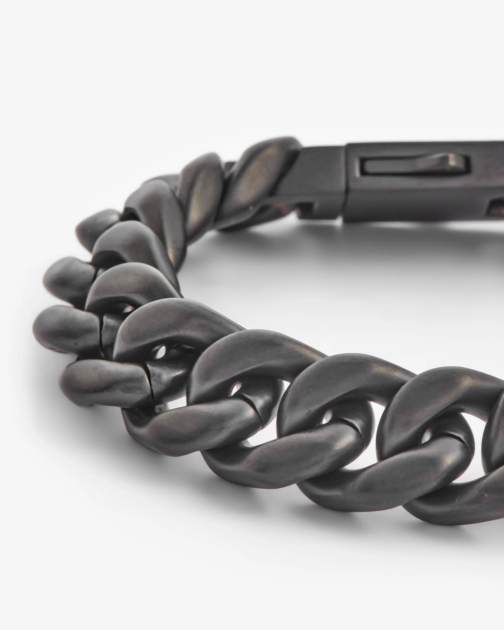 Coated Cuban Bracelet - Black - 12mm - Image 2