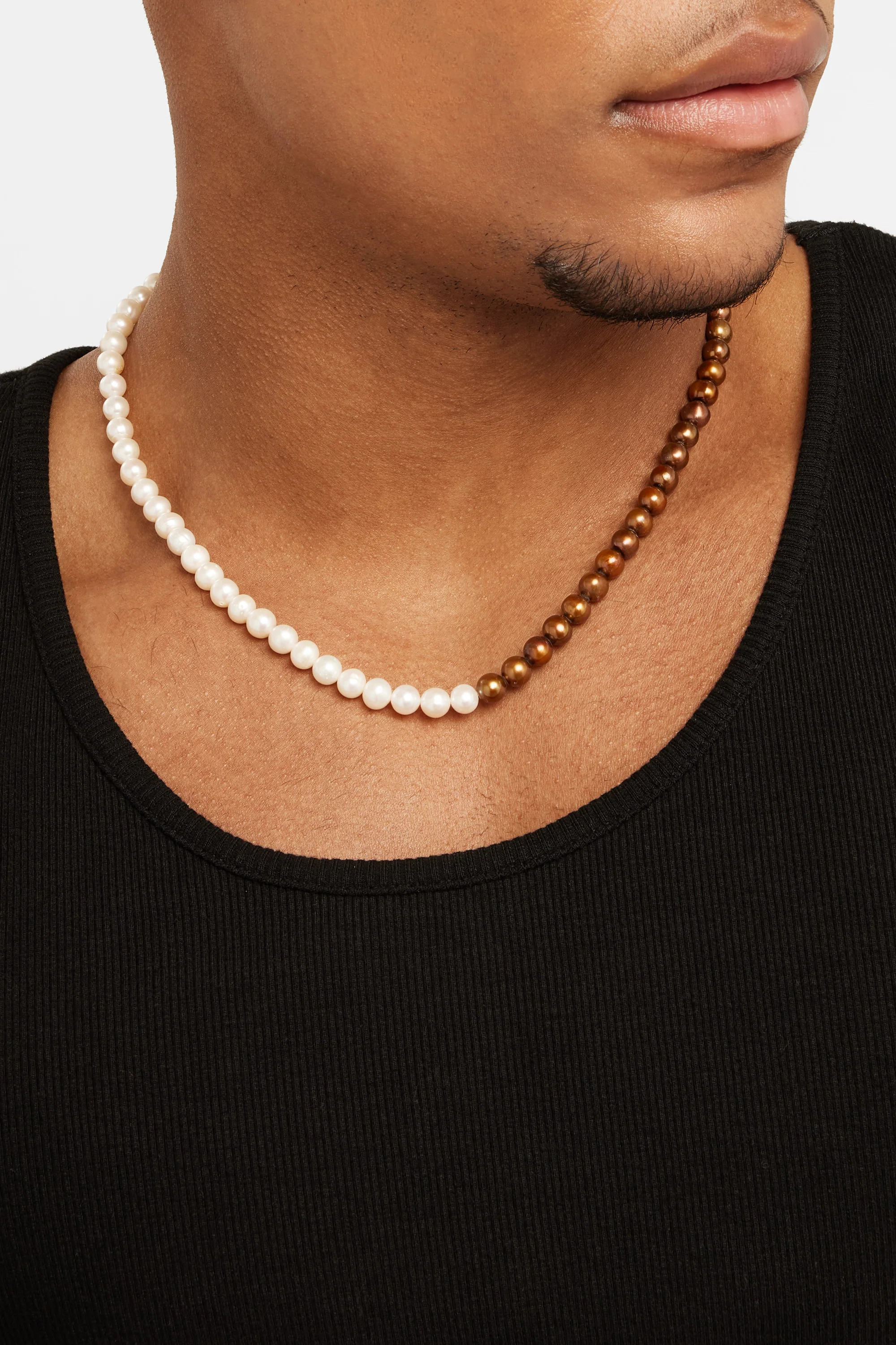 Colour Block Pearl Necklace - Gold - Image 2