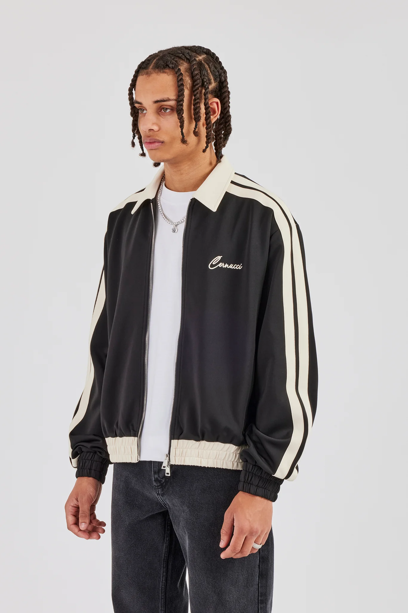 Contrast Collar Taping Jacket - Black - Image 2