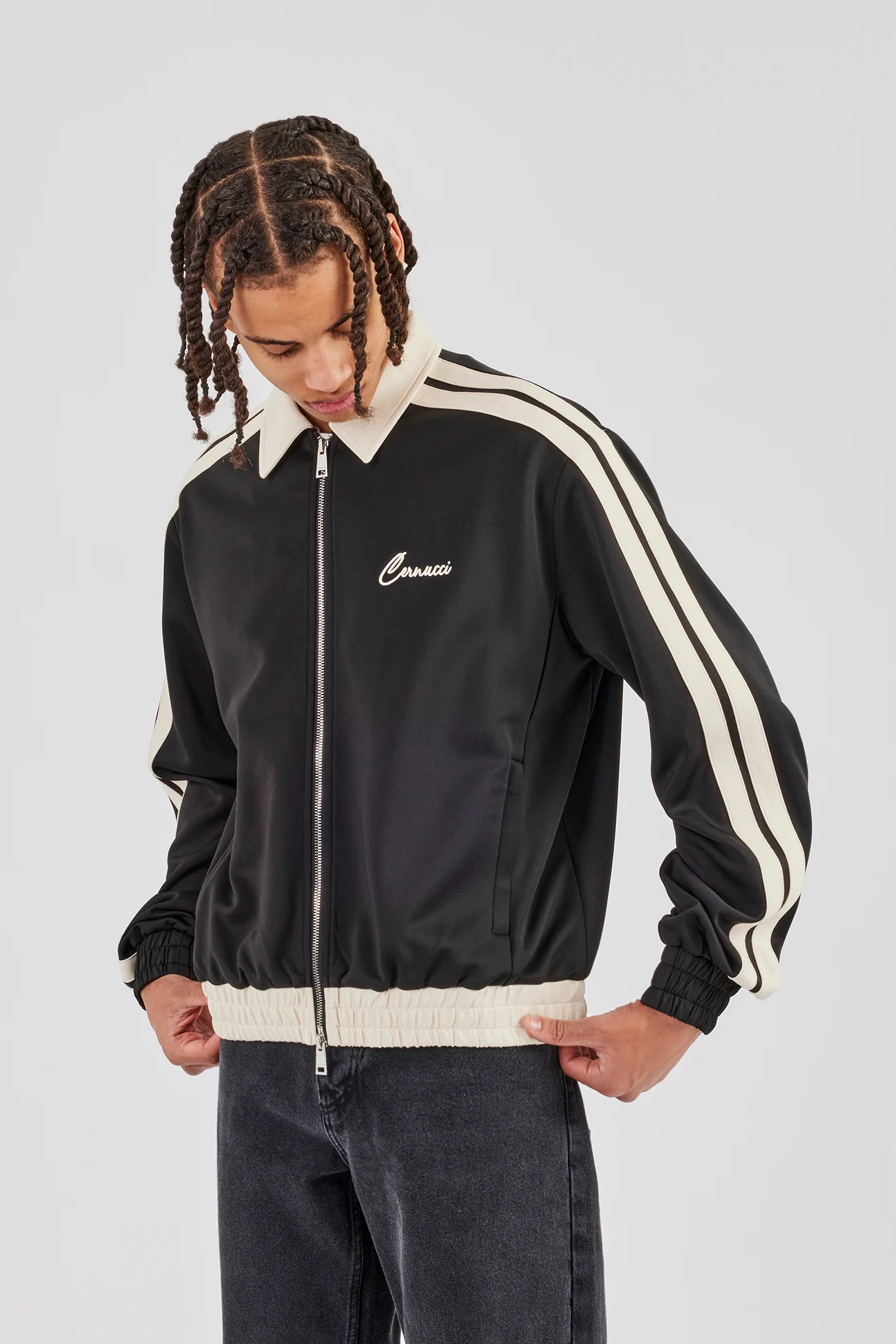 Contrast Collar Taping Jacket - Black - Image 4