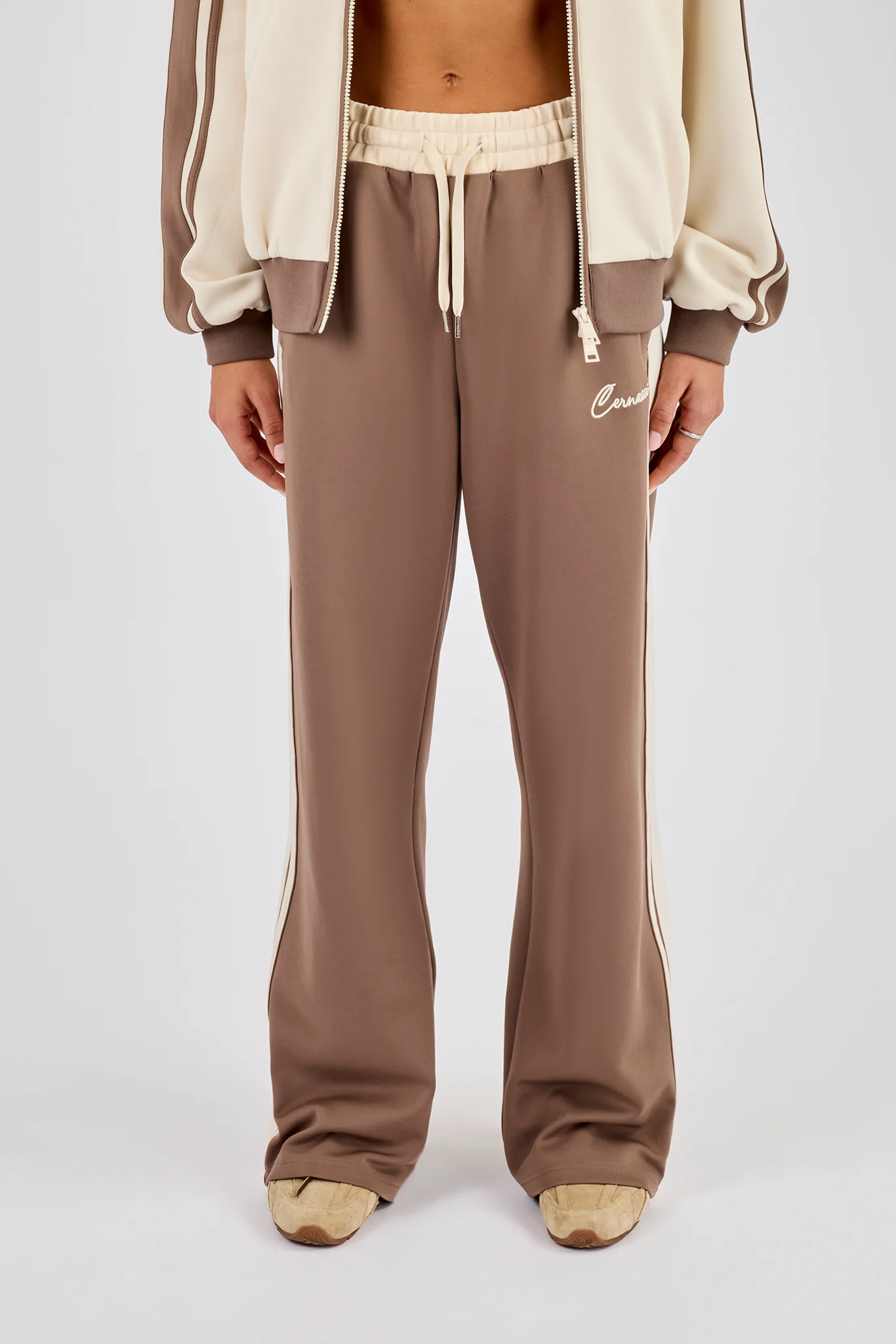 Contrast Detail Track Pant - Taupe - Image 2